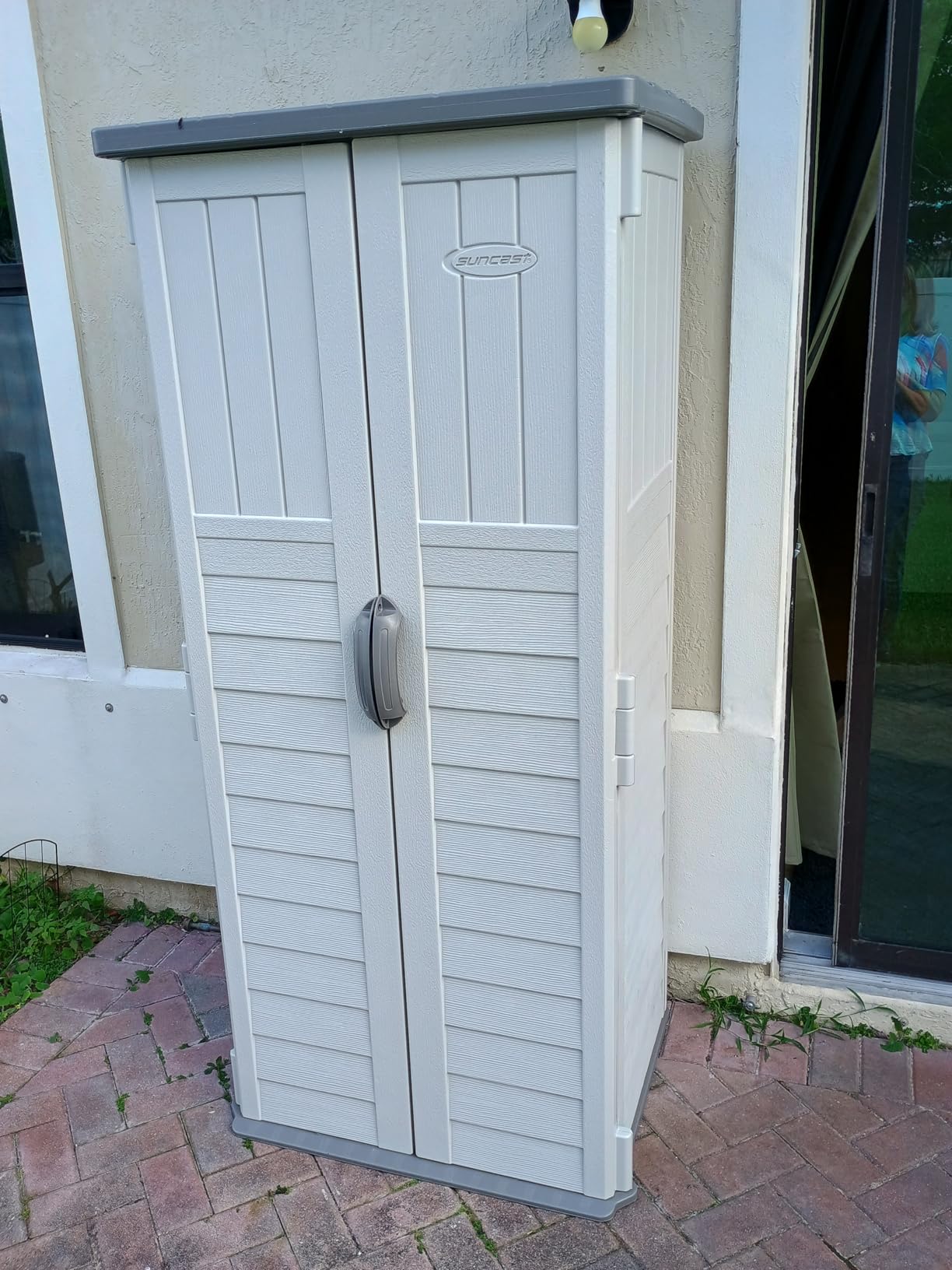 Suncast Vertical Outdoor Storage Shed with All-Weather Construction, Vanilla customer photo 2