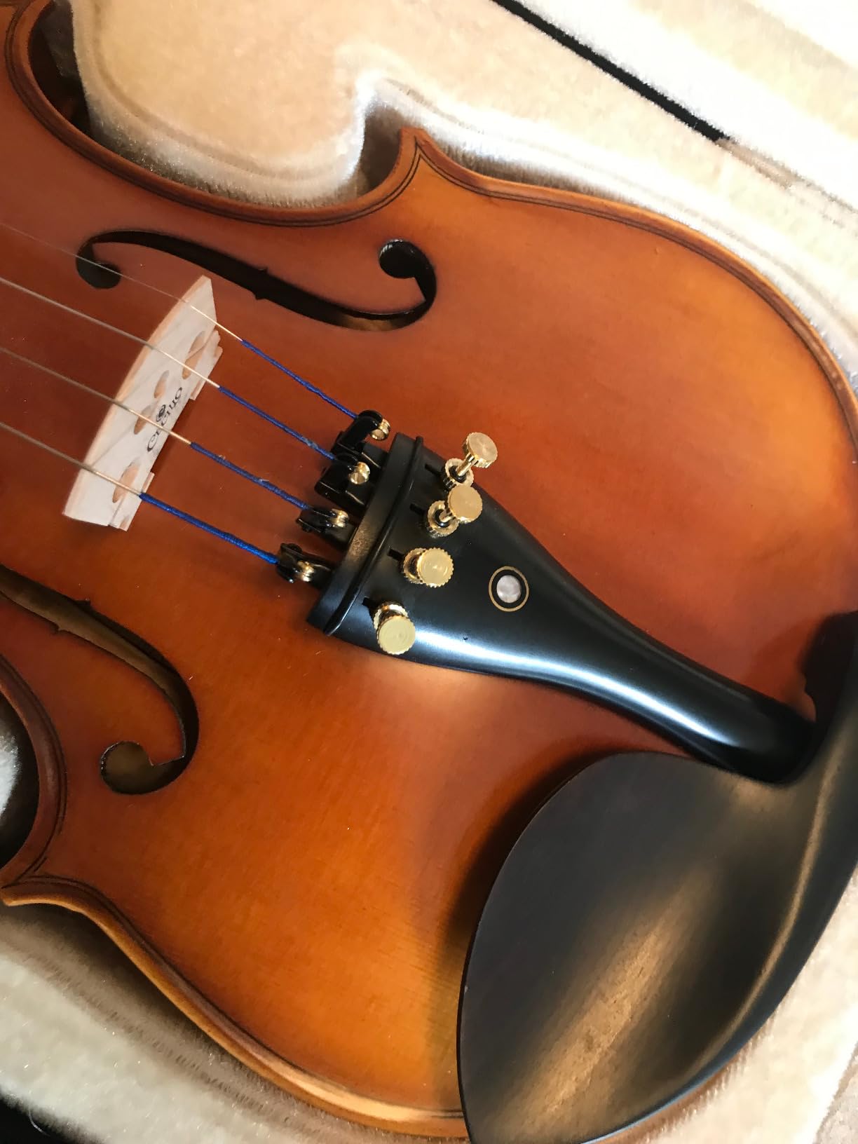 Cecilio Violin 4/4 Full Size Kit Hand Oil Rub Highly Flamed 1-Piece Back Solidwood Violin with Premium Strings, Size 4/4 (Full Size) customer photo 1