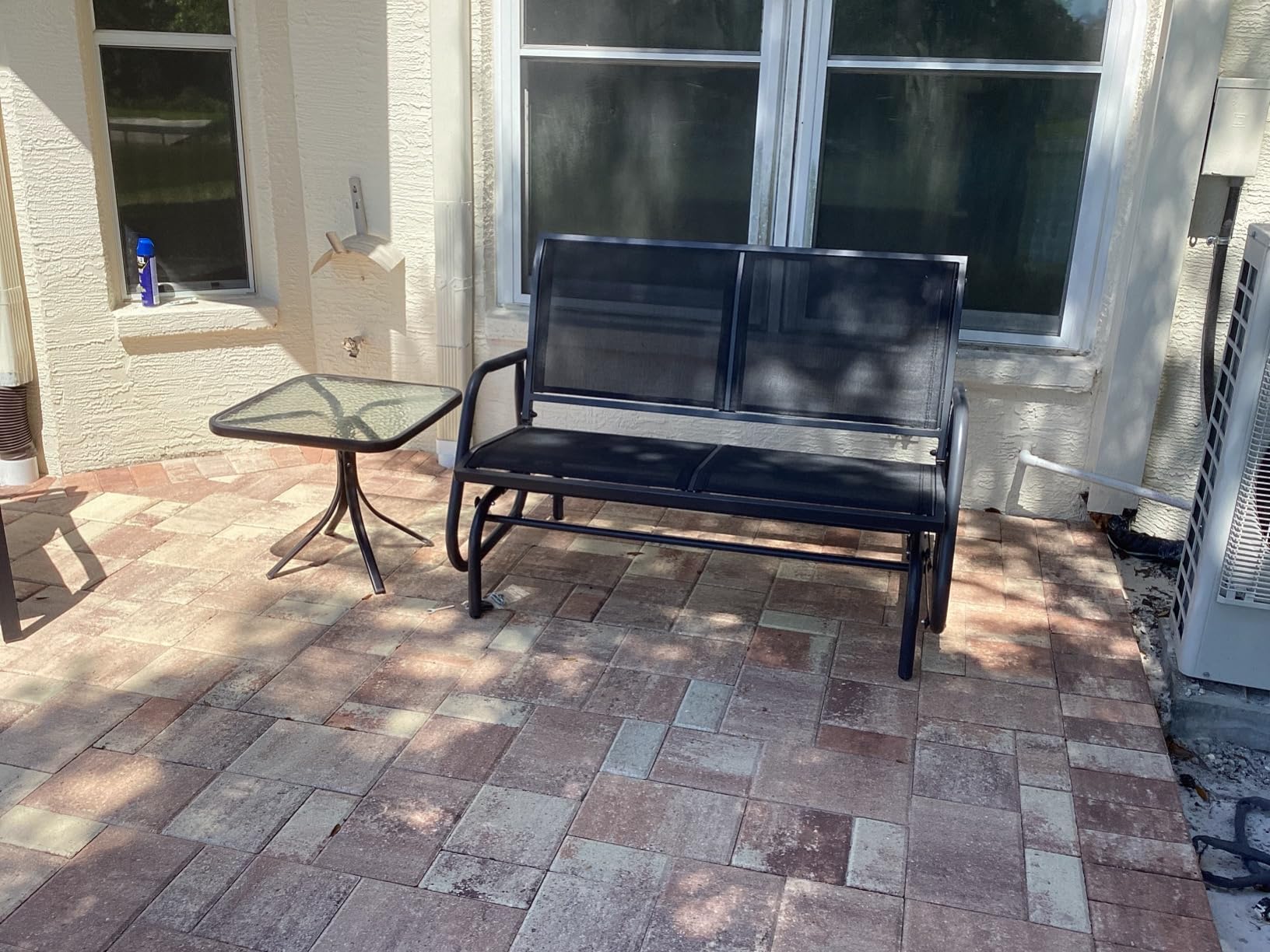 Outsunny 2-Person Outdoor Glider Bench, Patio Double Swing Rocking Chair Loveseat w/Powder Coated Steel Frame for Backyard Garden Porch, Black customer photo 1