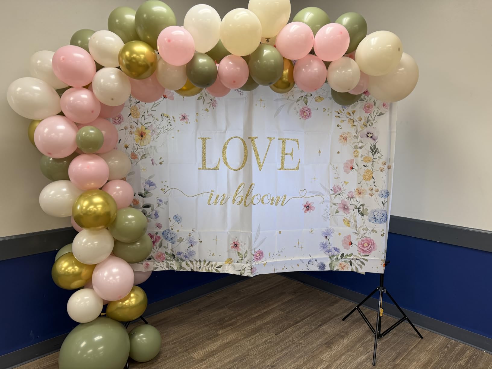 EMART Backdrop Stand 10x7FT Adjustable Back Drop Stand for Party Photoshoot | Background Stand Backdrop with 8 Clamps, 2 Sandbags for Photography, Wedding, Baby Shower, Events Decoration, Photo Studio customer photo 1