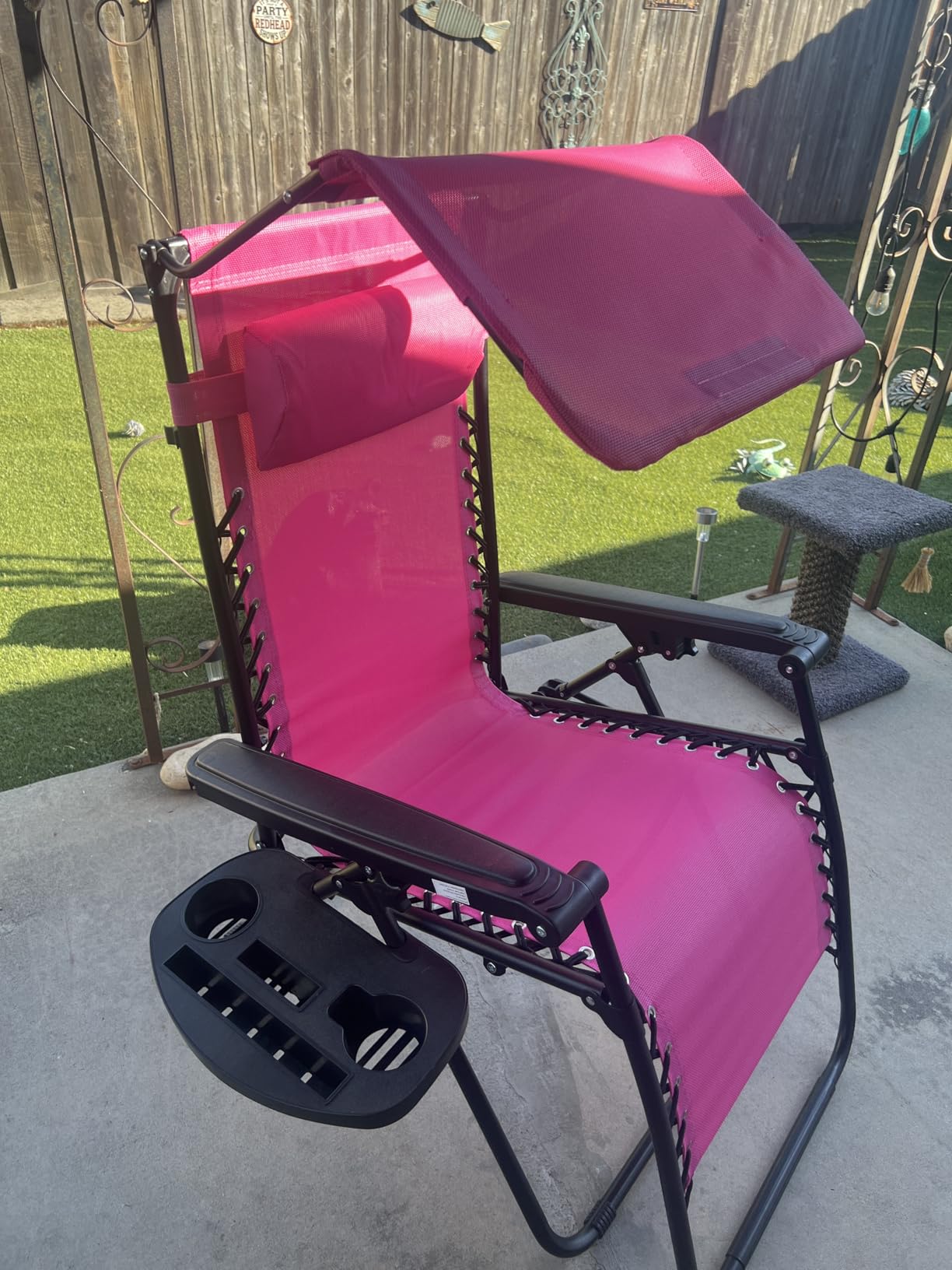 Best Choice Products Folding Zero Gravity Outdoor Recliner Patio Lounge Chair w/Adjustable Canopy Shade, Headrest, Side Accessory Tray, Textilene Mesh - Beige customer photo 2