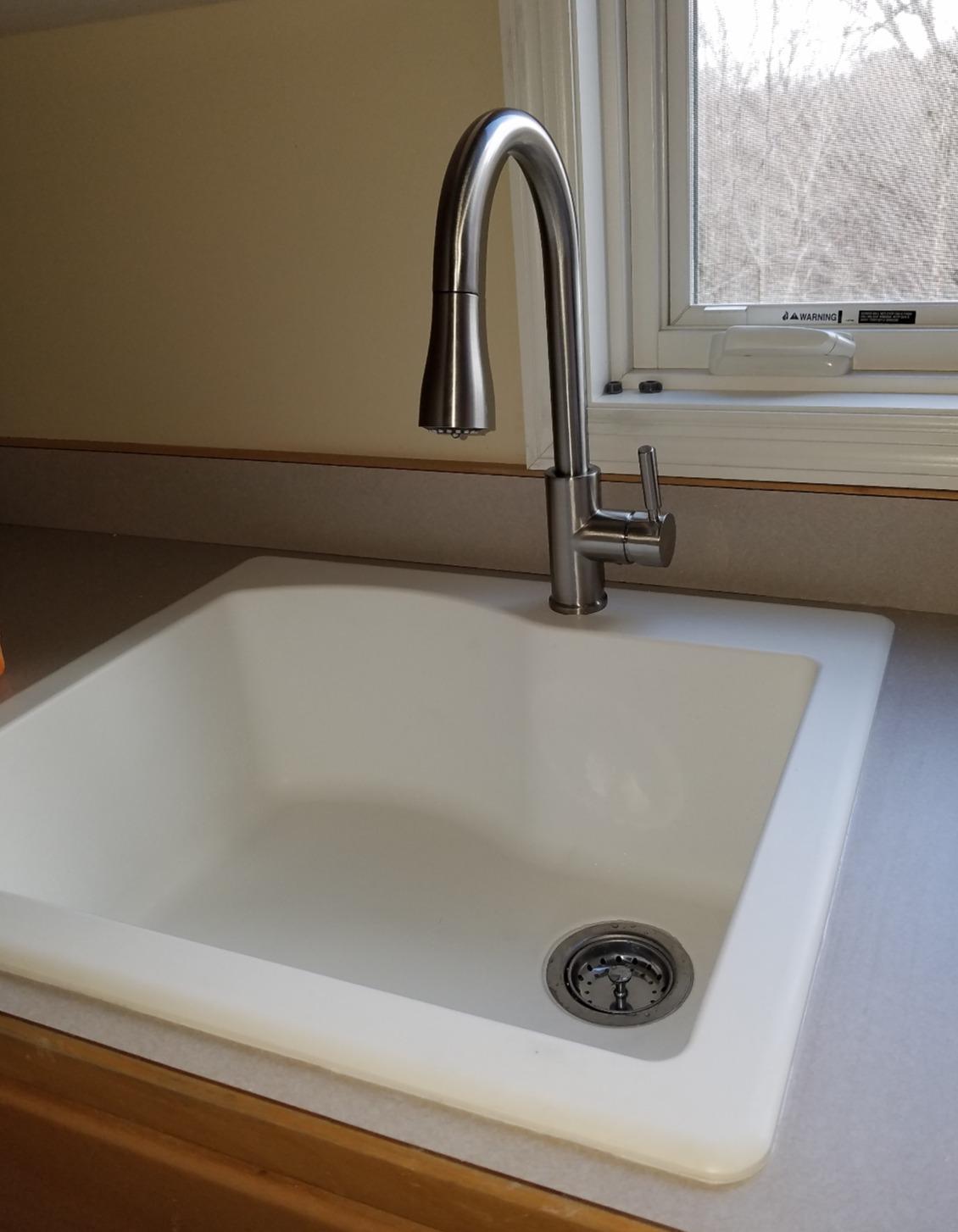 WEWE High-Arc Pull-Down Kitchen Faucet, Brushed Nickel, 3-Mode Sprayer | Soft Silicone Nozzles, Easy to Rub Clean, 360° Swivel, 20-Inch Pull-Down Reach, SUS 304, 1- or 3-Hole Fit, Ceramic Cartridge customer photo 2