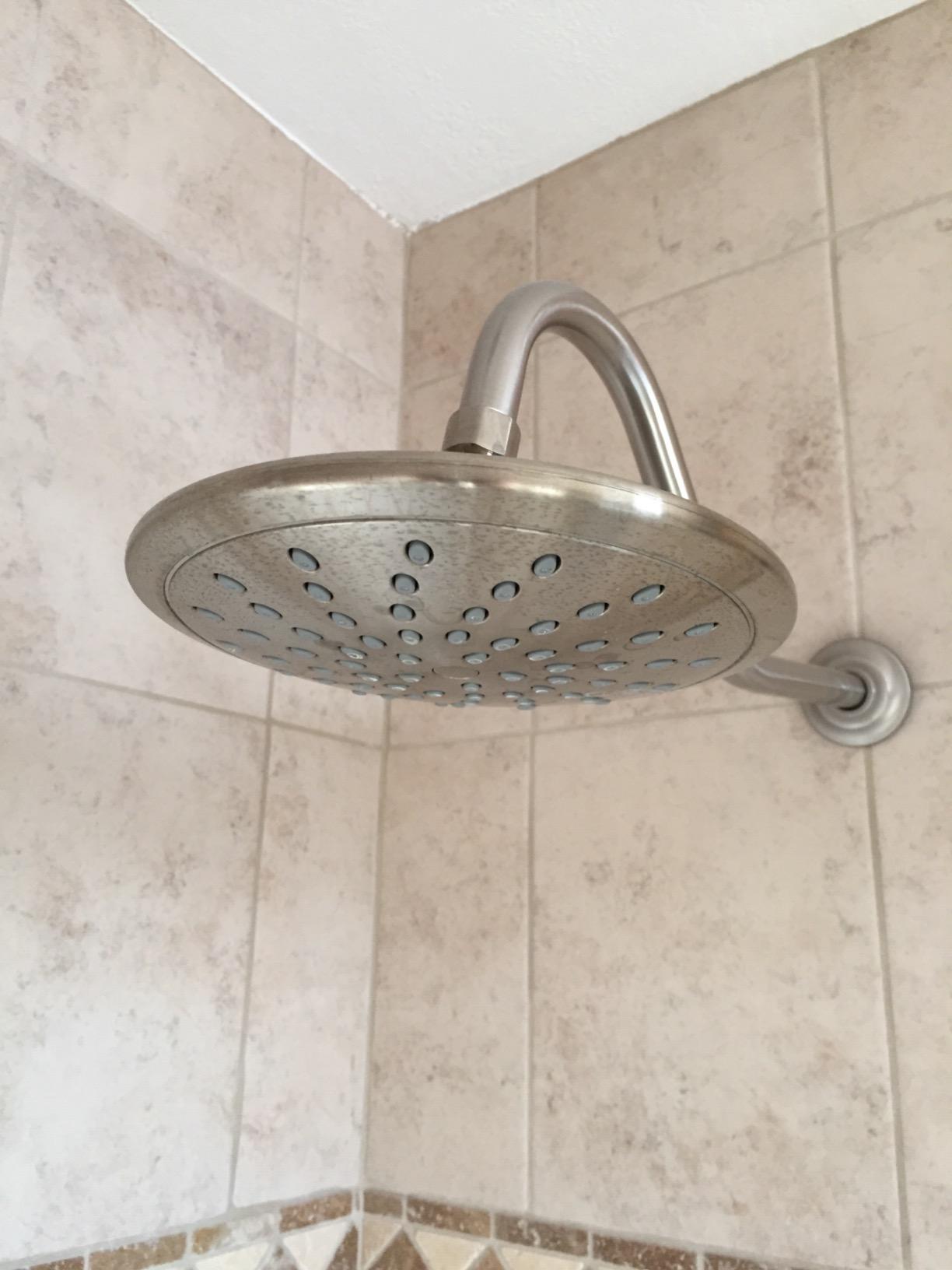 Moen Brushed Nickel 8-Inch Fixed Single Function Round Wide Rainshower Showerhead, 2.5 GPM, 6345BN customer photo 1