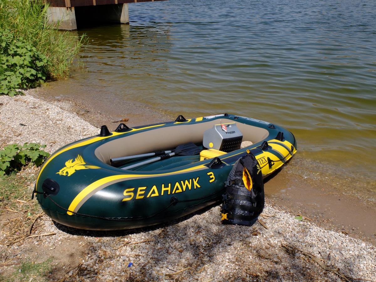 INTEX Seahawk 3-Person Inflatable Fishing Boat Set with Oars and Pump | 68380EP - Portable River Raft with Heavy-Duty Floor and High-Output Hand Pump, 9ft 8in x 4ft 6in customer photo 1