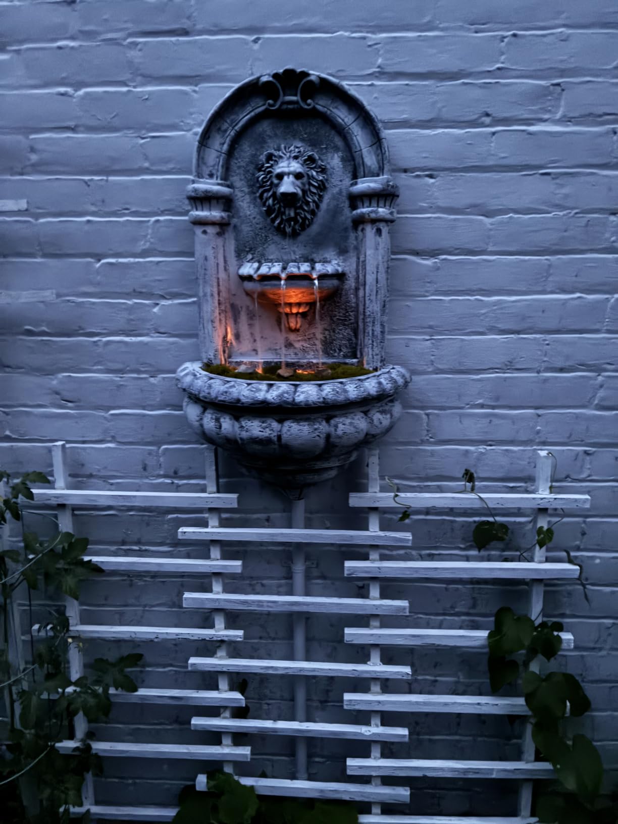 Teamson Home 32.1 in. Wall-Mounted Lion Head Stone LED Outdoor Water Fountain, Antique Bronze customer photo 1
