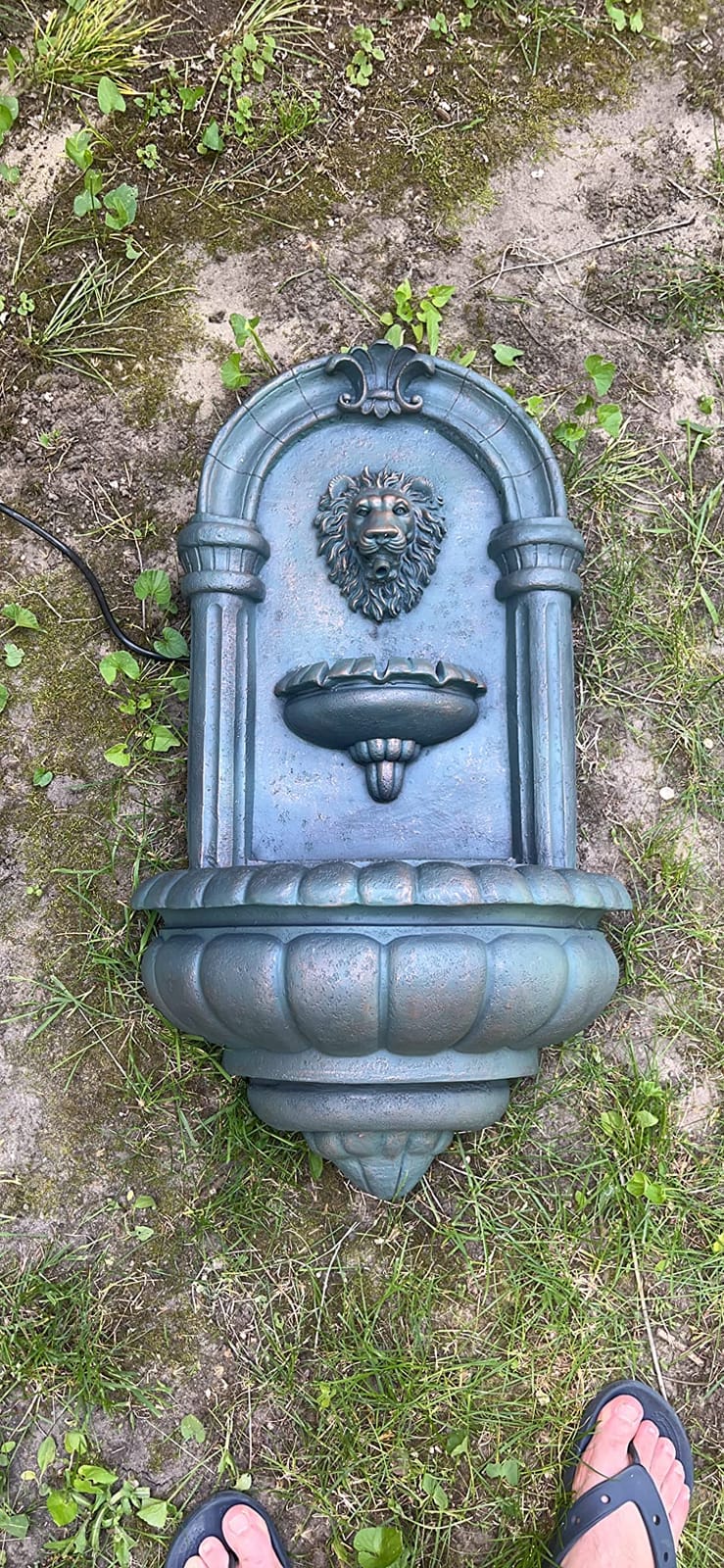 Teamson Home 32.1 in. Wall-Mounted Lion Head Stone LED Outdoor Water Fountain, Antique Bronze customer photo 2