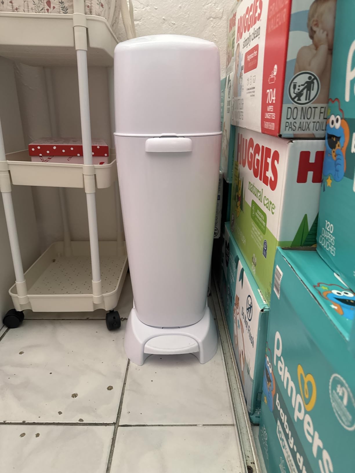 Diaper Genie Complete Diaper Pail (White) - Includes 1 Refill (Holds 270 Newborn Diapers) & 1 Carbon Filter customer photo 2