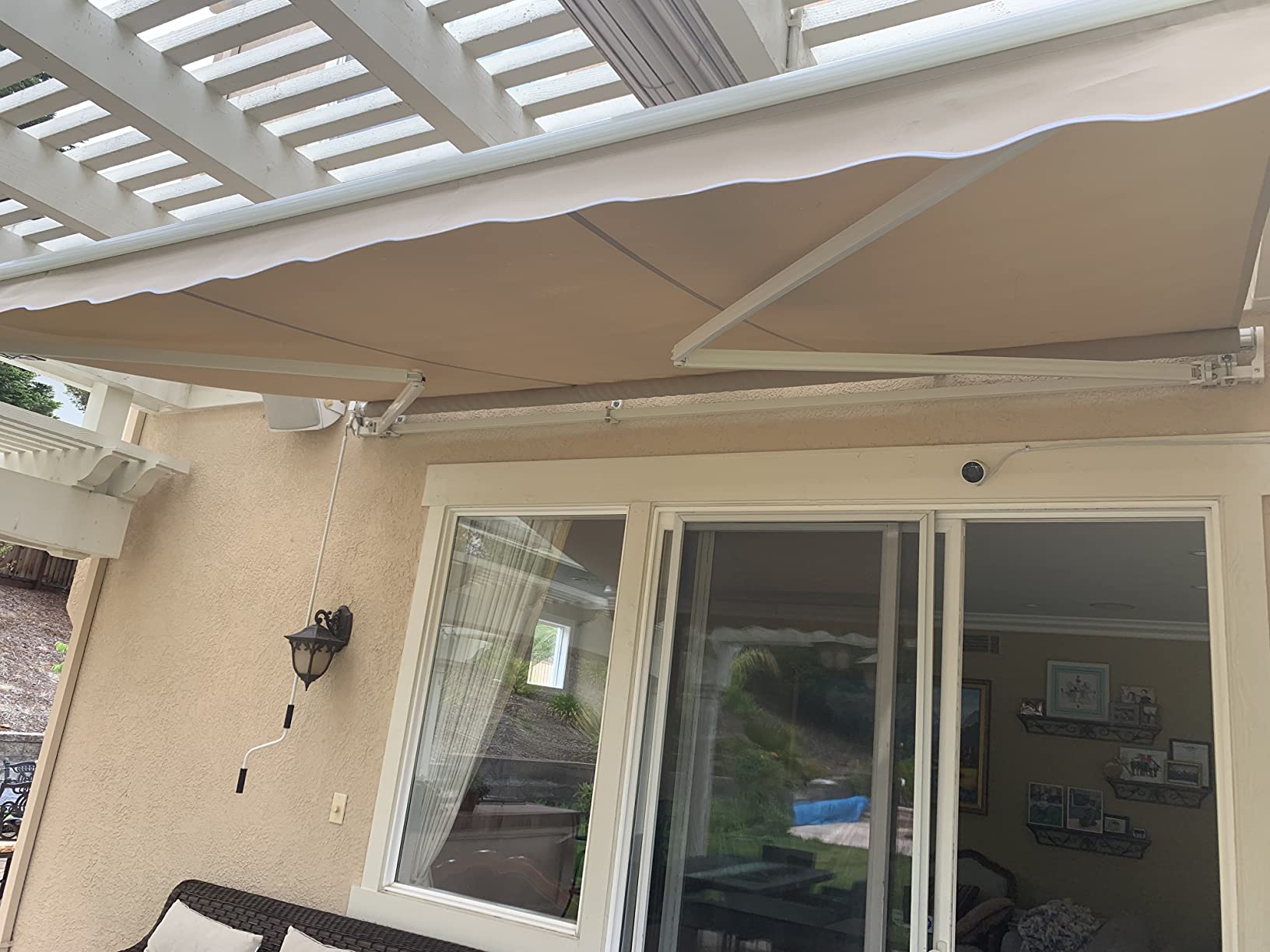 12'x10' Patio Awning Retractable, Fully Assembled Manual Commercial Grade - Quality 100% 280G Polyester Window Door Sunshade Shelter - Deck Canopy Balcony P100 Series (12'x10', Beige) customer photo 1