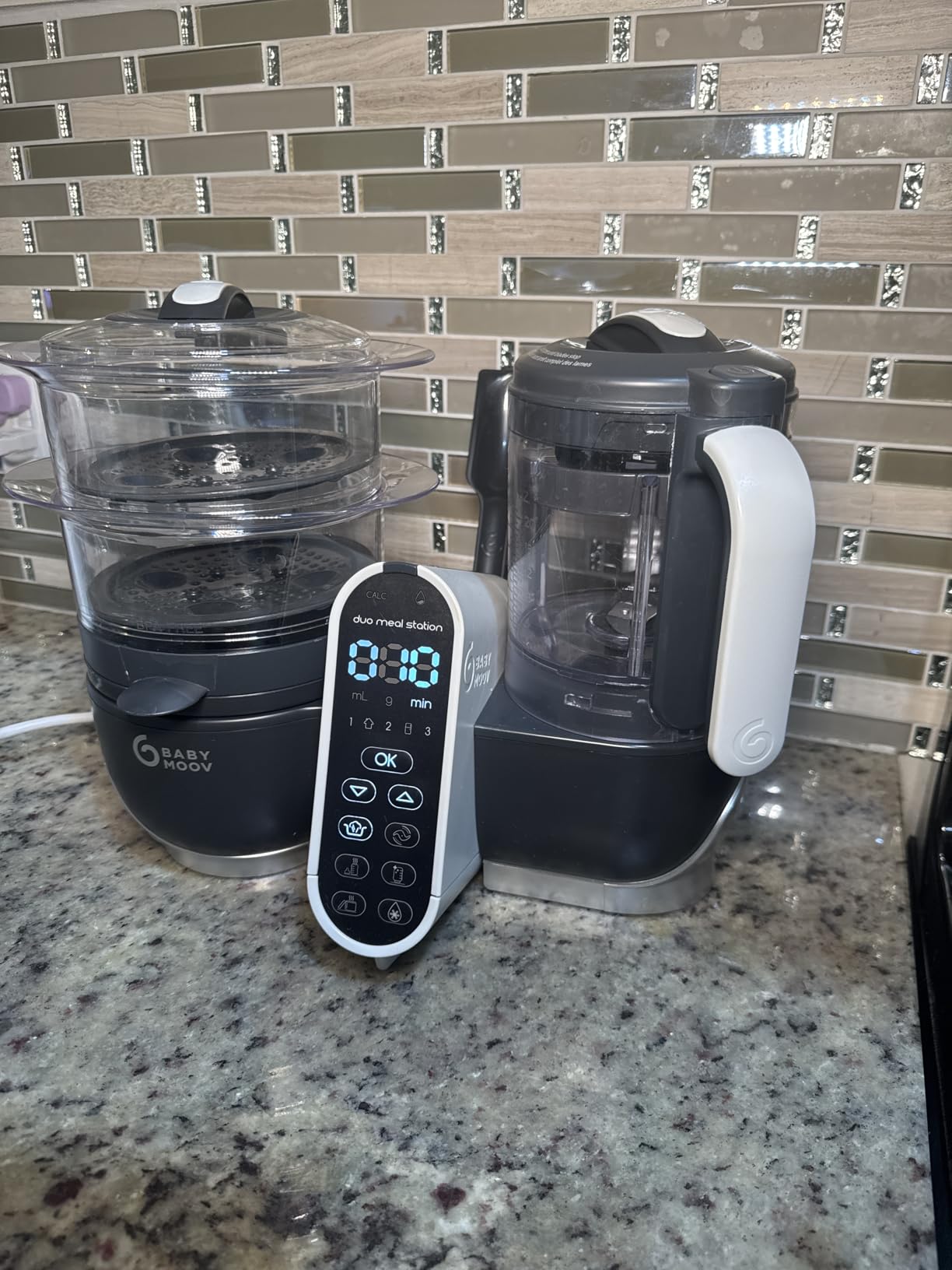 Babymoov Duo Meal Station Grey: Multi-Speed Baby Food Maker Steamer and Puree Blender, Baby Food Processor that warms & defrosts customer photo 2