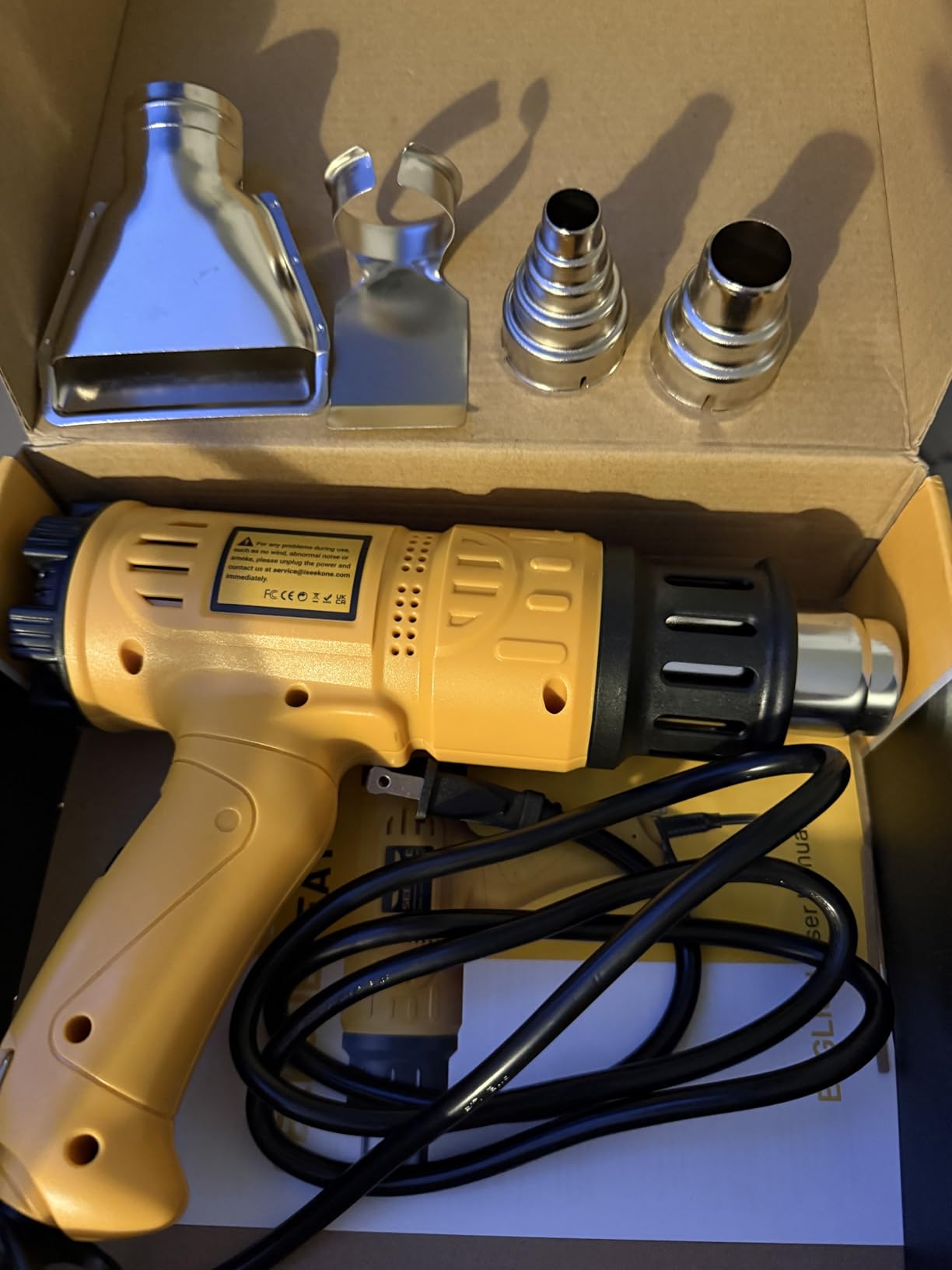 SEEKONE 1800W Heat Gun Variable Temp 122°F-1202°F for Crafts, Shrink Wrap, Dual Airflow, Overheat Protection, 4 Nozzles customer photo 2