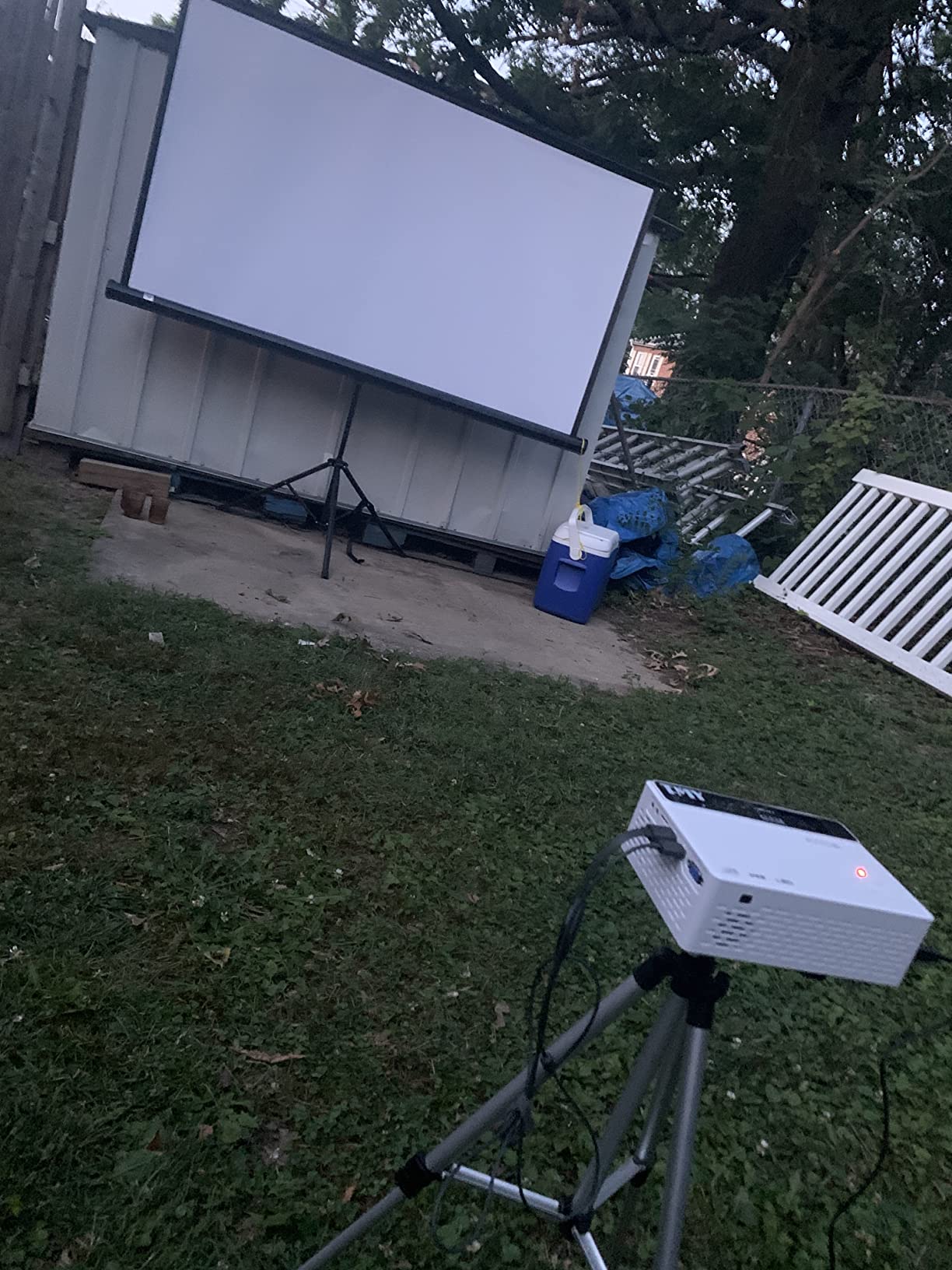 100 Inch Indoor and Outdoor Projector Screen with Stand for Movies or Presentations - HD Premium 16:9 Folding Free Tripod Screen with Carry Bag and Straps, Matte customer photo 2