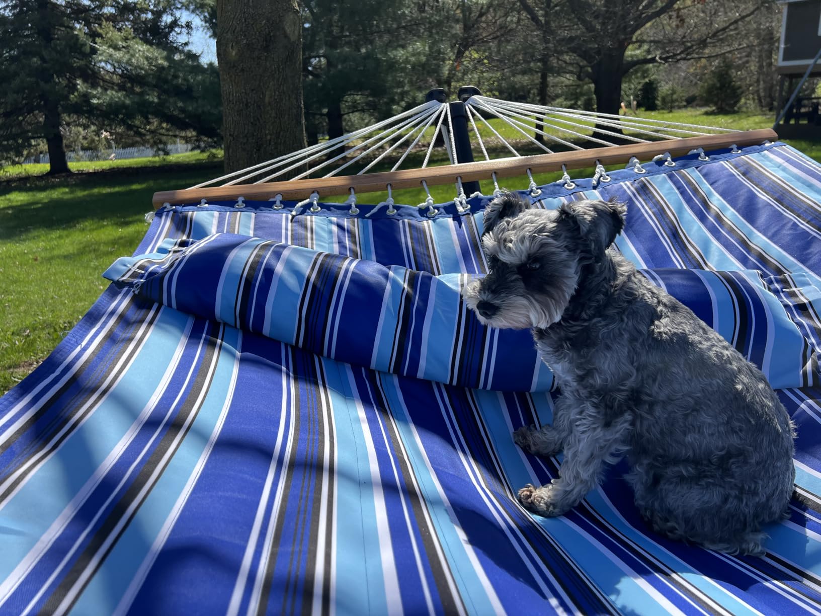 Sunnydaze Quilted Double Hammock for Outside with Pillow, 450 lb Capacity | Mountainside, 74