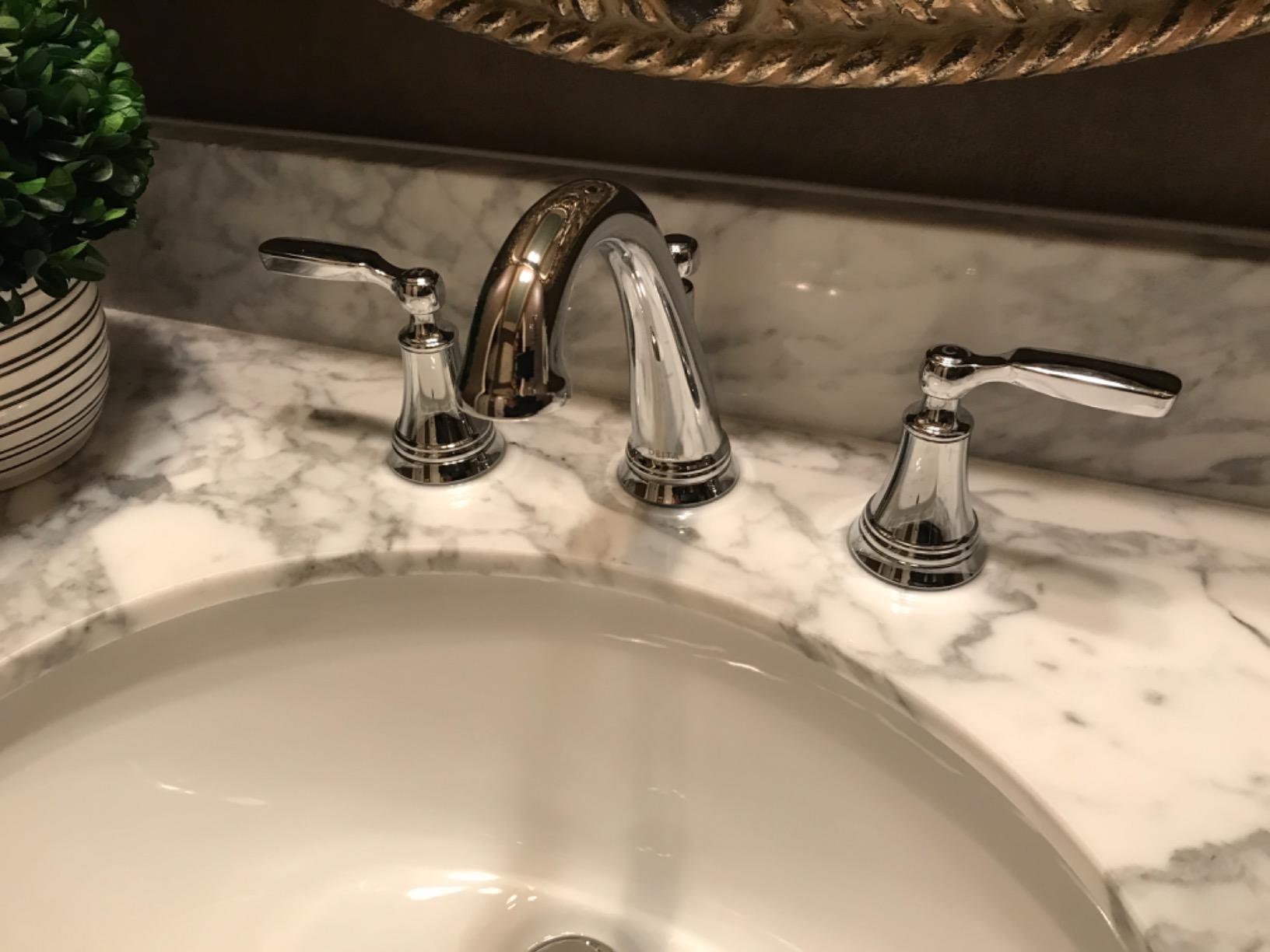 Delta Woodhurst Chrome Bathroom Faucet 3 Hole, 8 Inch Widespread Bathroom Sink Faucet for Vanity, Metal Push-Pop Drain Assembly, Chrome 3532LF customer photo 1
