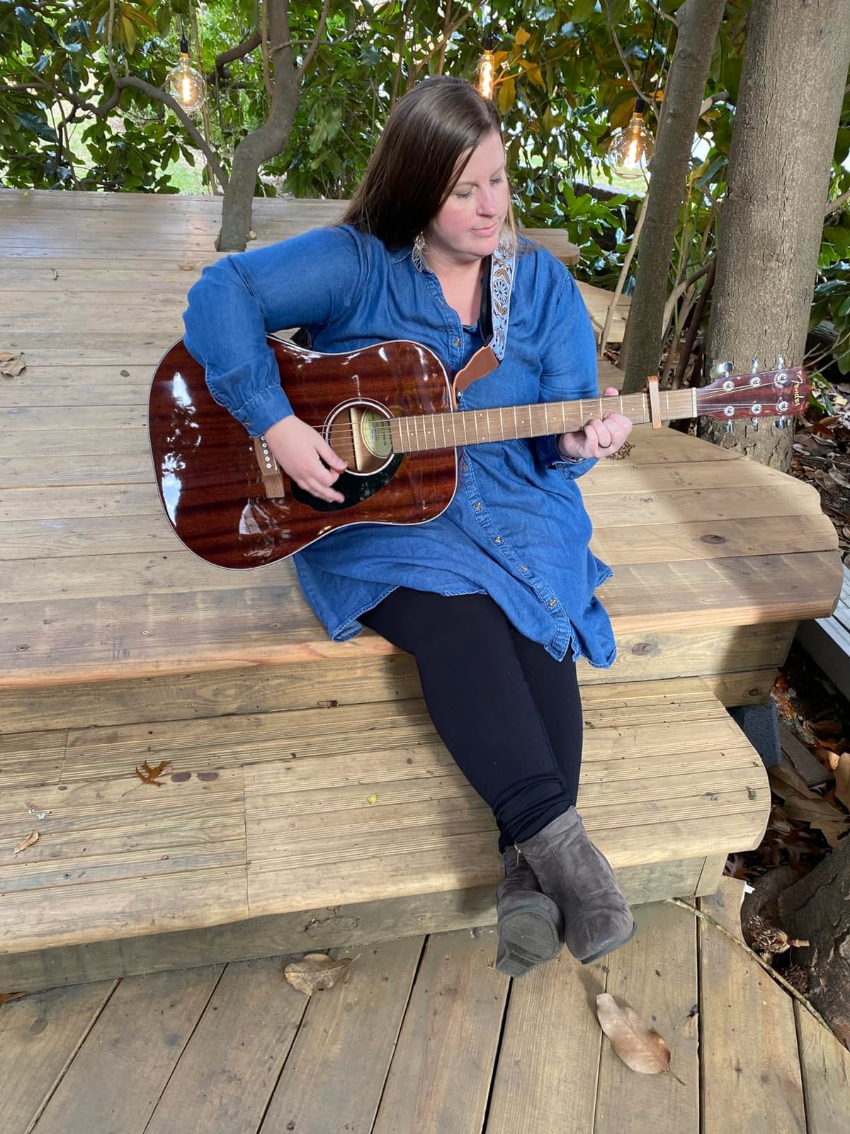 Fender Acoustic Guitar, CD-60S, with 2-Year Warranty, Dreadnought Classic Design with Rounded Walnut Fingerboard, Glossed Finish, All-Mahogany Construction | Solid Mahogany Top, Laminated Mahogany Back and Sides, Walnut Fingerboard, Gloss Finish, Easy-to-Play Neck, Dreadnought Body customer photo 2