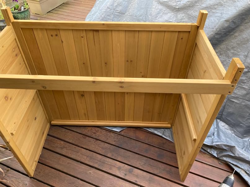 Outdoor Garden Patio Wooden Storage Cabinet Furniture Waterproof Tool Shed with Potting Benches Outdoor Work Station Table (Natural) customer photo 1