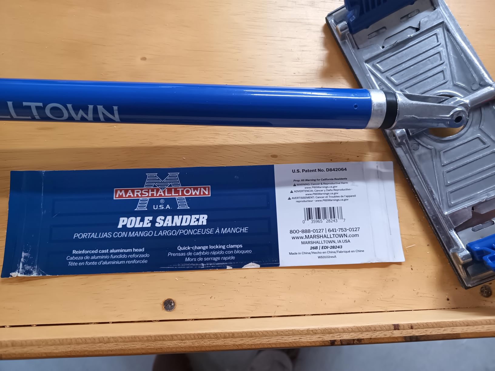 MARSHALLTOWN Pole Sander, 48 Inch Aluminum Handle, Drywall Sander | No-Slip Swivel Head, Quick-Change Clamps, Sands Drywall Joints Flush, Aluminum Body, 26B customer photo 2