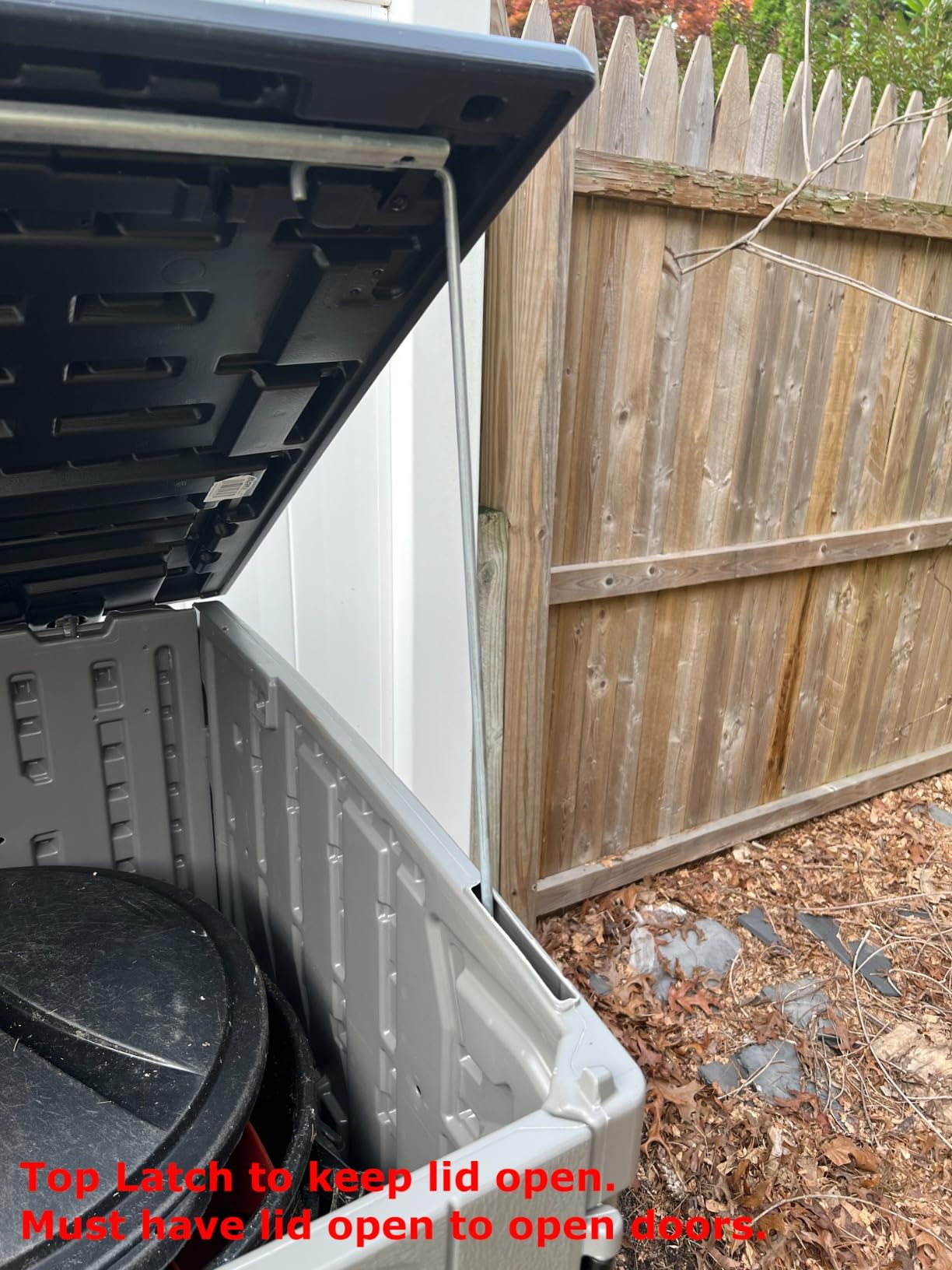 Suncast 34 Cu Ft Horizontal Resin Storage Shed - Outdoor Storage Shed with Floor Included, Lockable, Weatherproof, Fits Small to Medium Trash Cans, Generators, & Garden Tools, Stoney Black customer photo 2