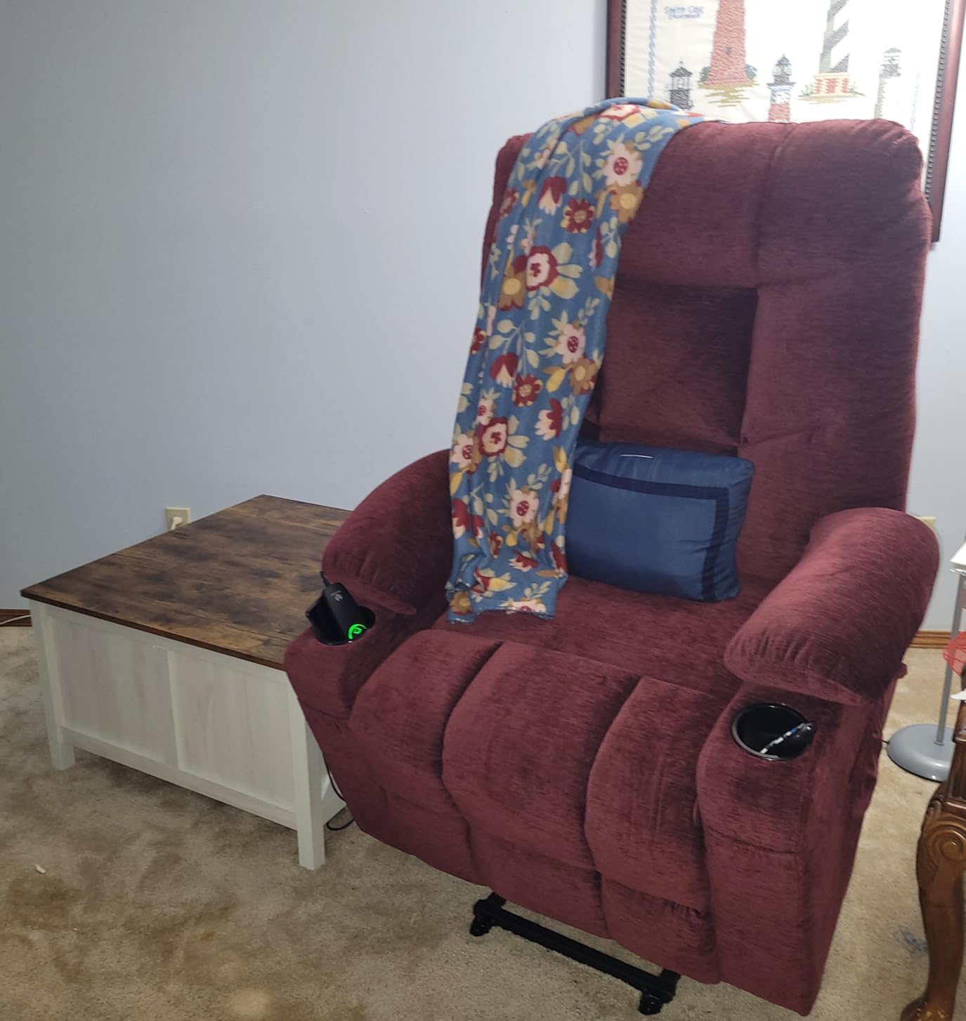 MCombo Power Lift Recliner Chair with Extended Footrest for Elderly People, Fabric 7287 (Brown, Medium) customer photo 1