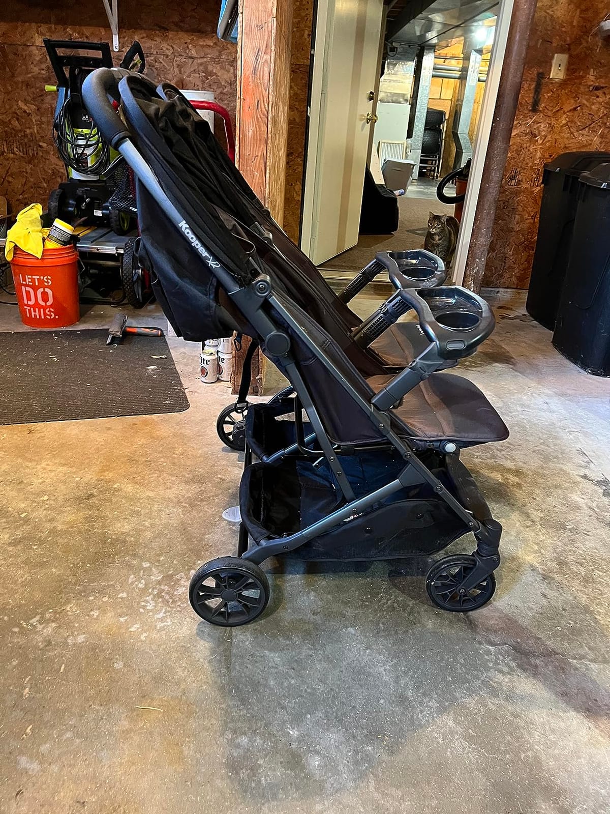Joovy Kooper X2 Double Stroller, Lightweight Travel Stroller, Compact Fold with Tray, Olive | Side-by-Side Seats, Adjustable Leg Rests, Big Wheels for Smooth Ride, Snack Trays, Storage Pockets, Easy One-Handed Fold customer photo 2