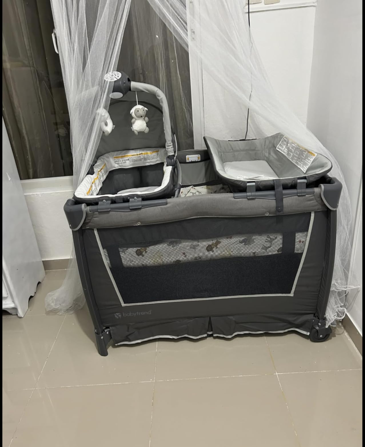 Baby Trend Retreat Nursery Center, Portable Playard with Bassinet, Changing Table, and Storage - Foldable and Convertible Travel Play Crib for Babies and Toddlers, Robin customer photo 2