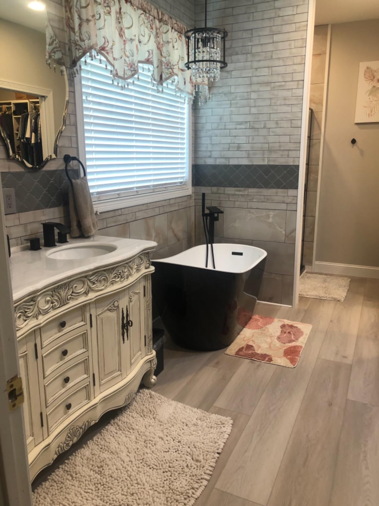 WOODBRIDGE Acrylic Freestanding Contemporary Soaking Tub with Brushed Nickel Overflow and Drain, B-0006 / BTA1507, 54