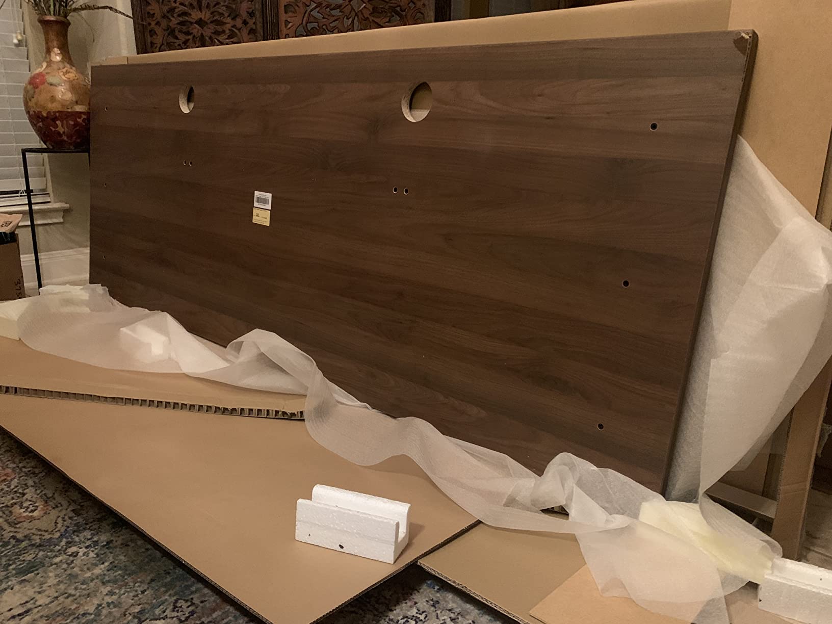 V3 2-Leg Walnut Laminate Wood Standing Desk - Adjustable Height, Advanced 1-Touch Memory Keypad, Under Desk Cable Management, Wire Grommets & Rocker Board (Black C-Frame, 48 x 30 inch) customer photo 2