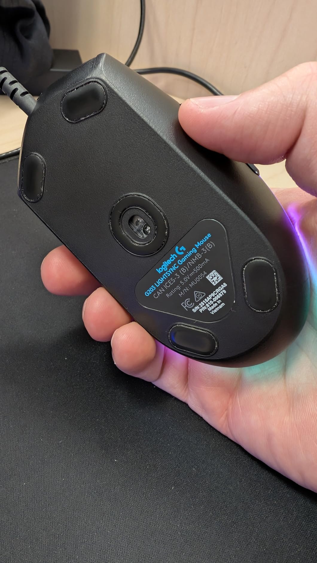 Logitech G203 Wired Gaming Mouse, 8,000 DPI, Rainbow Optical Effect LIGHTSYNC RGB, 6 Programmable Buttons, On-Board Memory, Screen Mapping, PC/Mac Computer and Laptop Compatible - Black customer photo 2