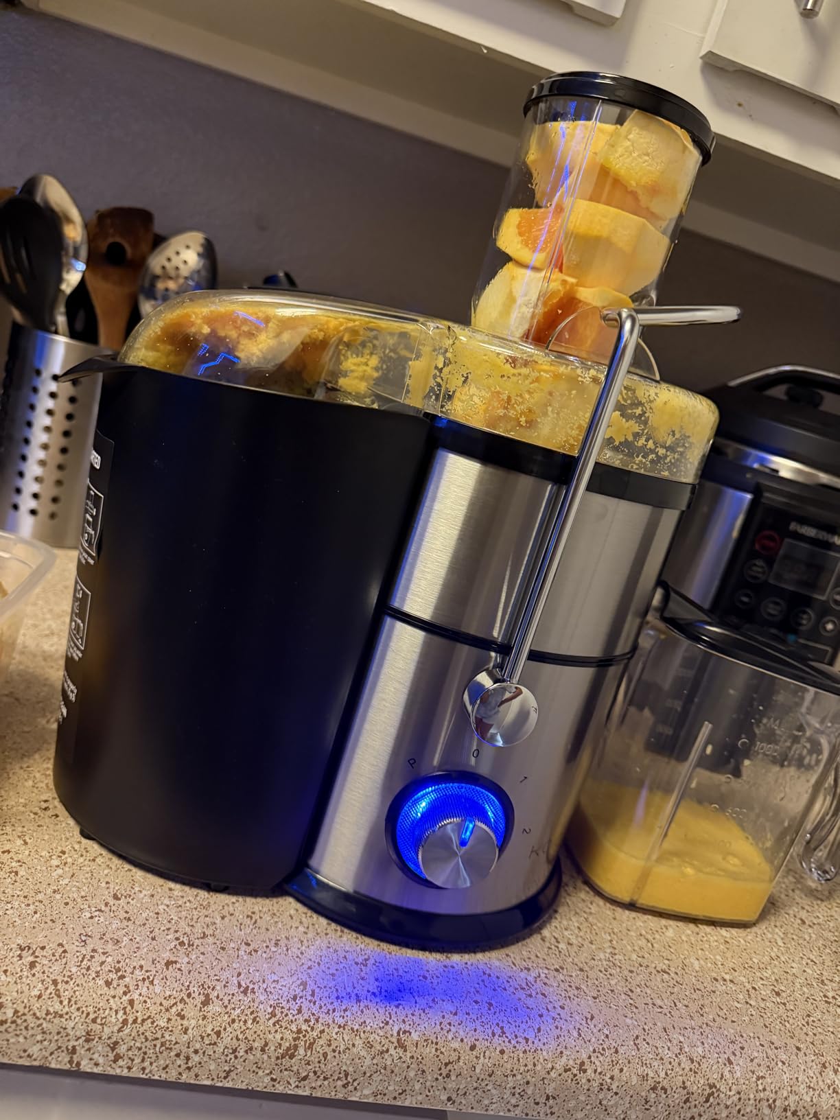 KOIOS 1300W Centrifugal Juicer Machines, High Juice Yield Juice Extractor with 3 inch Wide Feed Chute, Full Copper Motor & Titanium-Plated Filter, Easy Clean, 3 Speeds, BPA Free, Stainless Steel customer photo 1