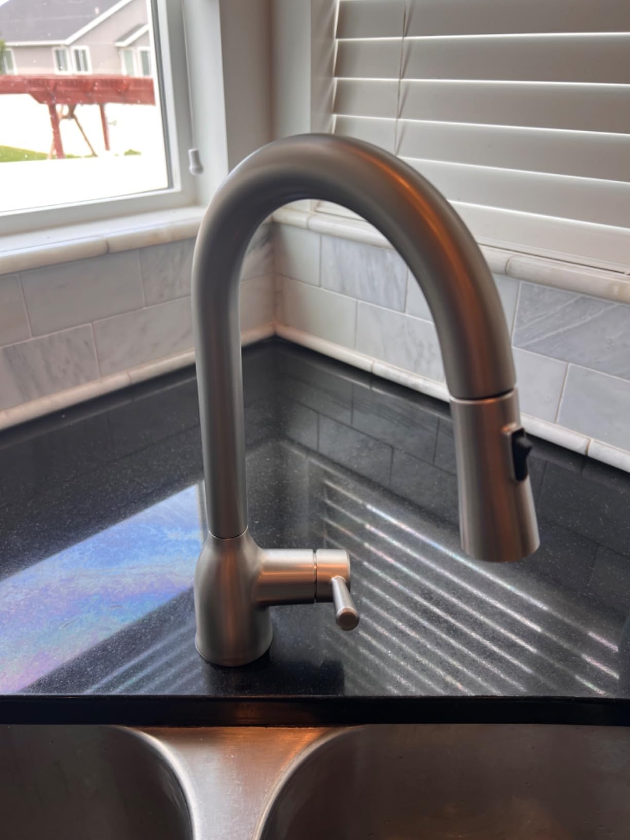 Moen Adler Spot Resist Stainless One-Handle High Arc Pulldown Kitchen Faucet with Power Clean, 87233SRS customer photo 2