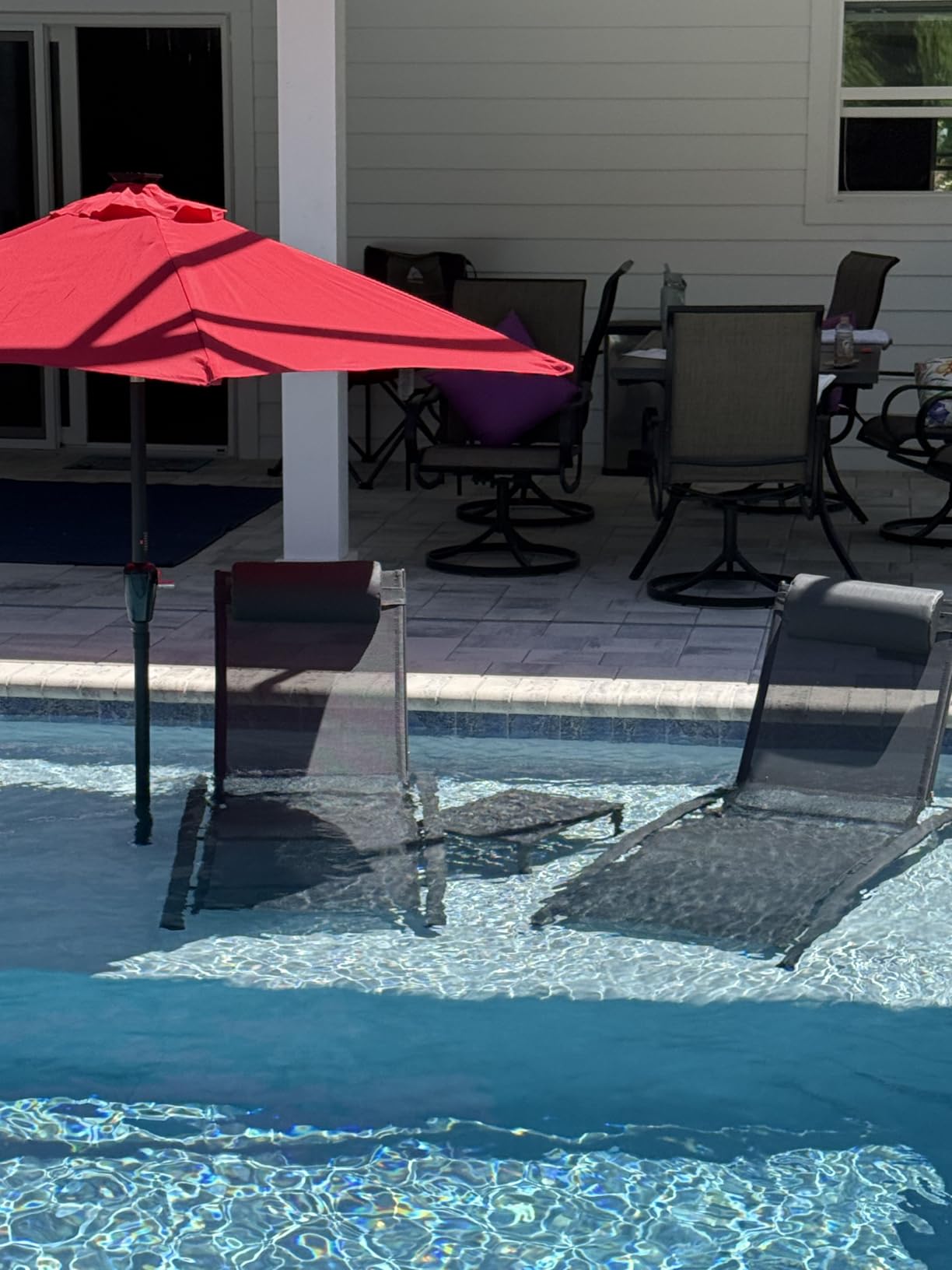 PURPLE LEAF Patio Pool Lounge Chaise Set of 3 Outdoor Lounger Chair, Beige | 2 Chaise + 1 Table, Aluminum Frame, Adjustable Headrest & 5 Recline Angles, Stackable, UV Textilene Fabric, S-Curve Backrest customer photo 1