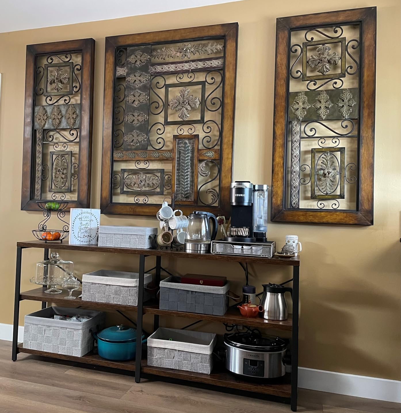 IRONCK Console Table, 3-Tier 55 in Entryway Table, Vintage Brown | Engineered wood shelves, 300 lb shelf, P2 MDF, X-bracing, adjustable feet, Anti-tip kit for entryways or living rooms customer photo 1