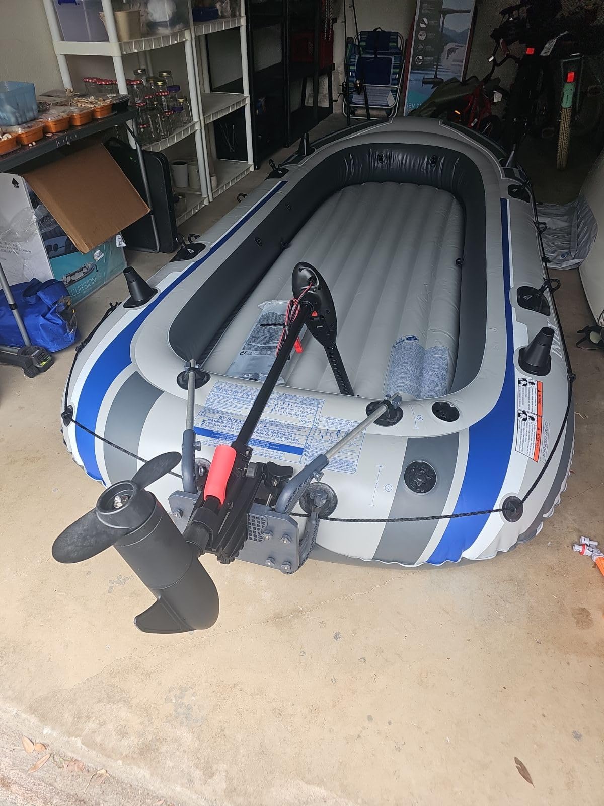 INTEX Excursion 5-Person Inflatable Boat with Transom Mount Trolling Motor | 68325EP - Motor Mount Kit (NOT INCLUDED) - Portable Fishing River Raft Set with Oars & Pump, 12ft x 5ft 6in customer photo 1