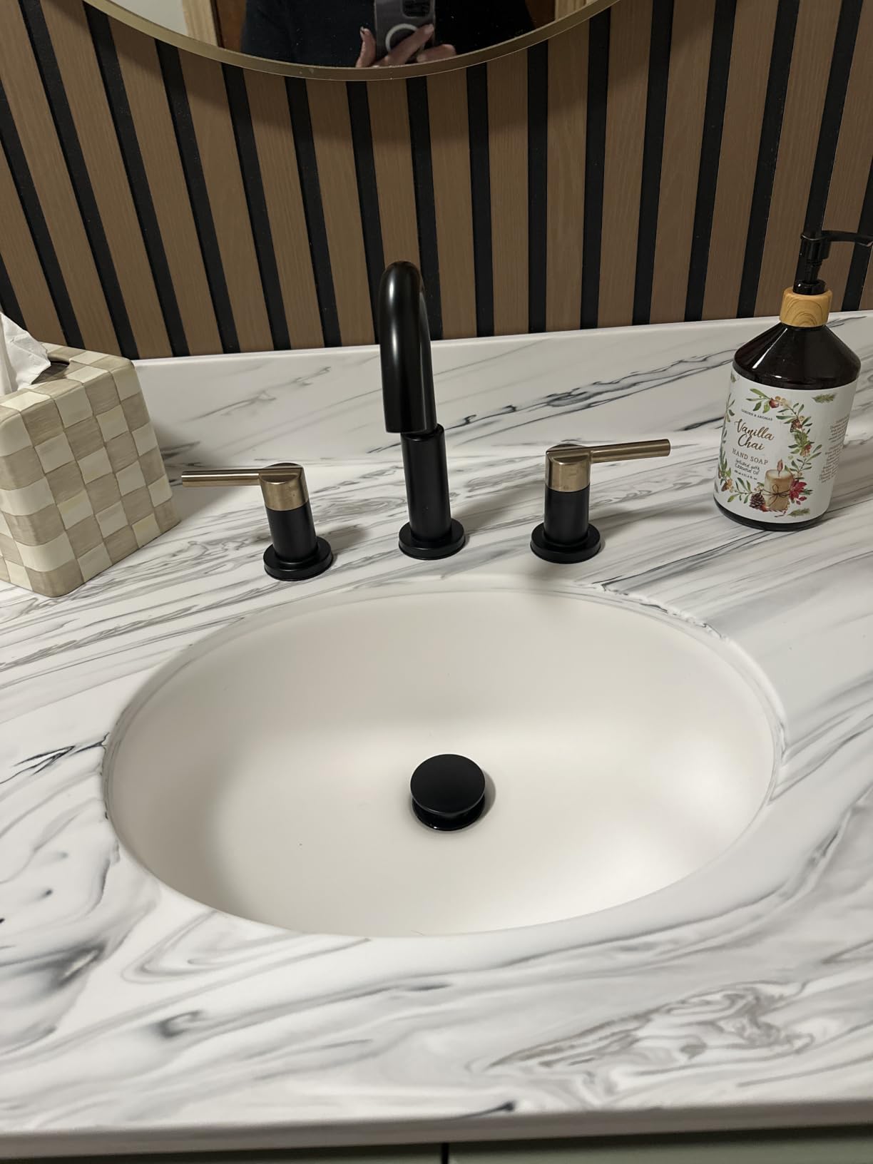 Delta Nicoli Matte Black Bathroom Faucet 3 Hole, 8 Inch Widespread Bathroom Sink Faucet for Vanity, Push-Pop Drain Assembly, Matte Black 35749LF-BL customer photo 1