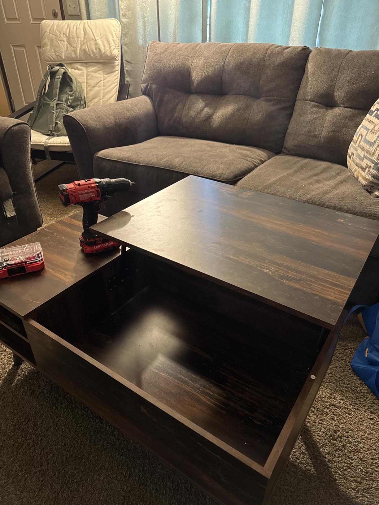 WLIVE Lift Top Coffee Table with Hidden Storage, Adjustable Shelf, Brown - Mid Century Modern Wooden Coffee Table customer photo 1
