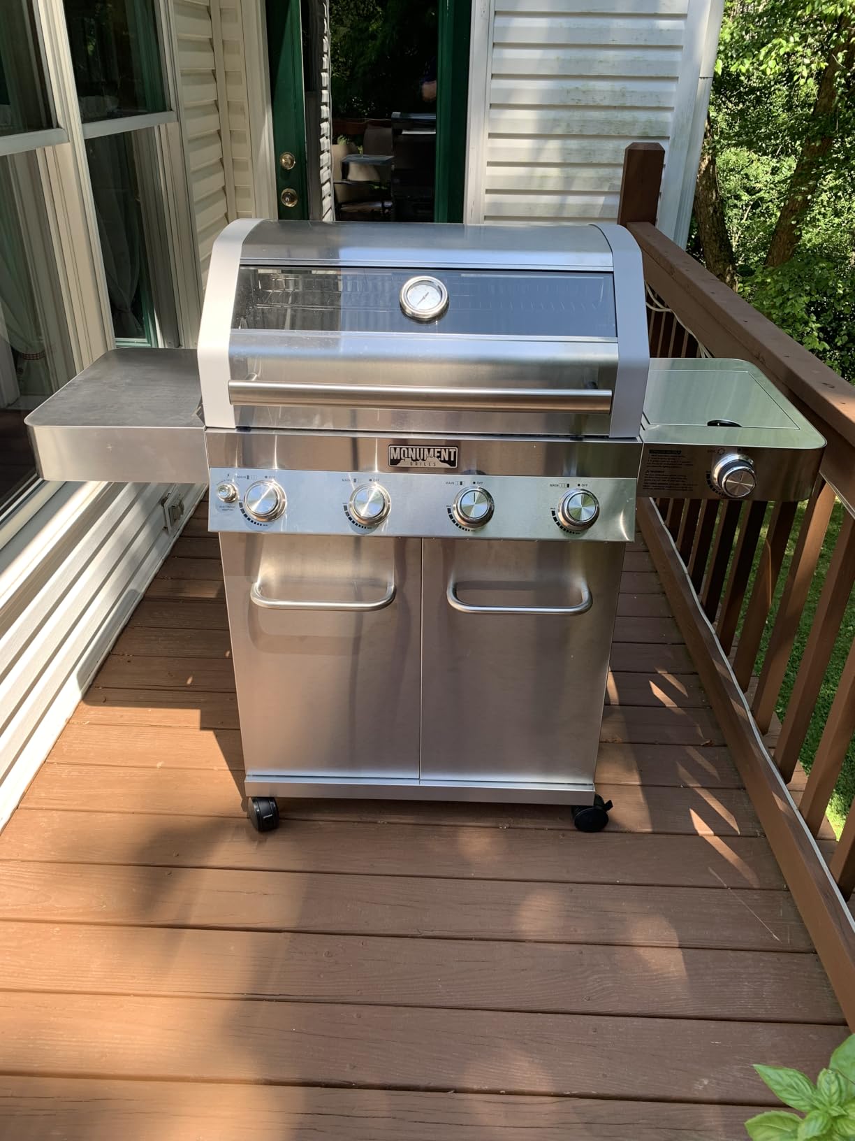 Monument Grills Larger Convertible 4 Burner Natural Gas Grill Stainless Steel Cabinet Style Propane Grills, LED Controls, Side Burner (Without Conversion Kit) customer photo 1