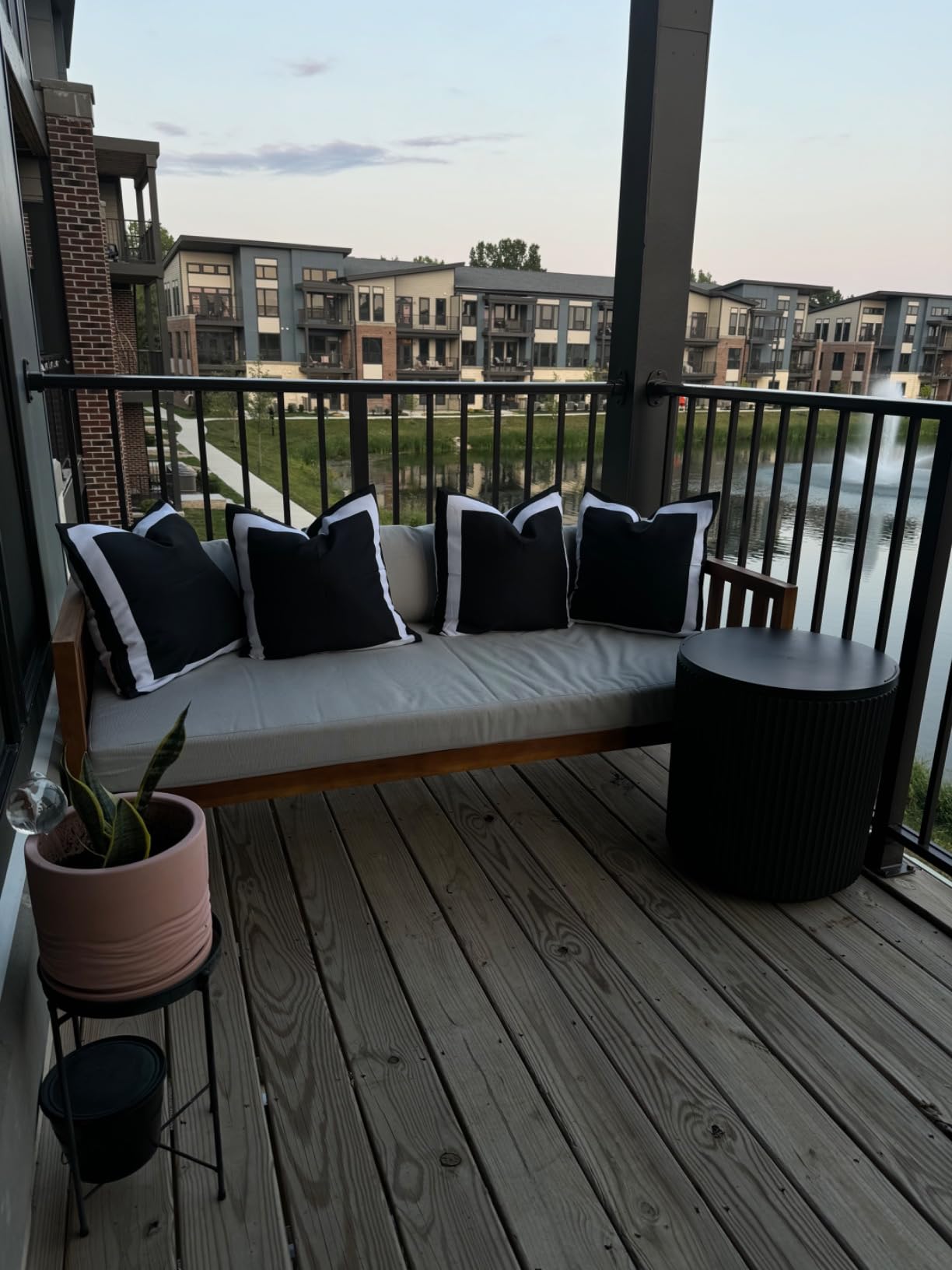 Christopher Knight Home Tina Outdoor 3 Seater Acacia Wood Daybed, Teak Finish, Light Grey customer photo 1