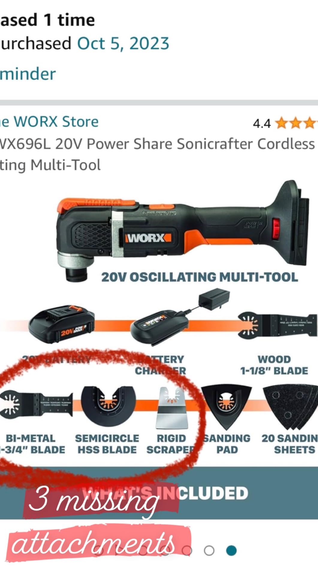 WORX Cordless Oscillating Multi-Tool, 20V Sonicrafter, WX696L customer photo 1