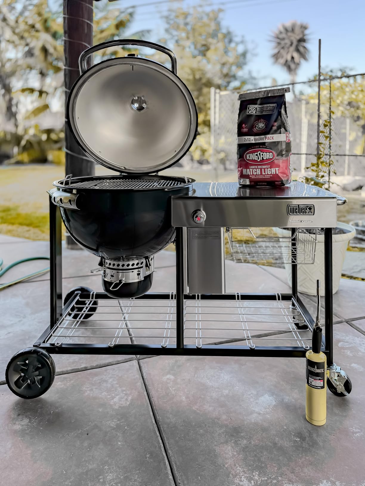 Weber Summit Kamado S6 Charcoal Grilling Center with Gas Ignition, Black | Dual-Walled Insulated Steel Kamado with Cart, 24