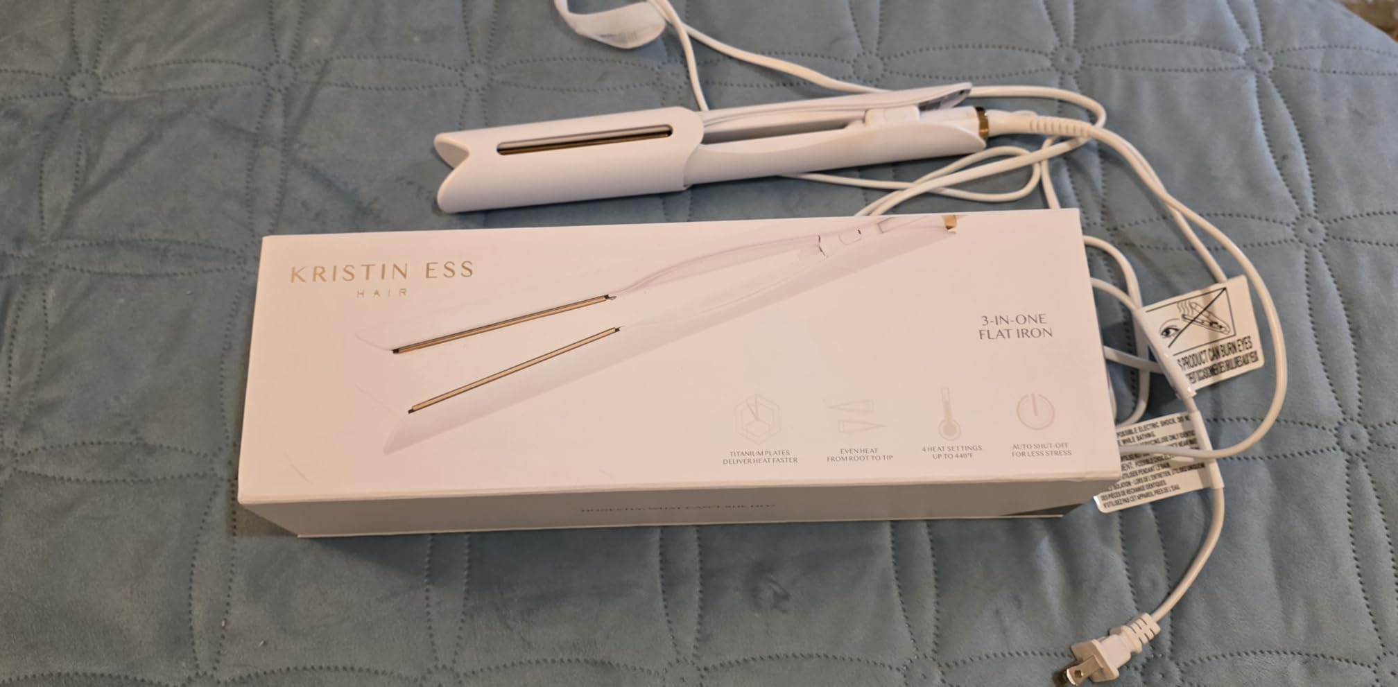 Kristin Ess 3-in-One Professional Titanium Hair Straightener, Curler & Waver for Women - Dual Voltage - 440 Degrees - 1 1/4