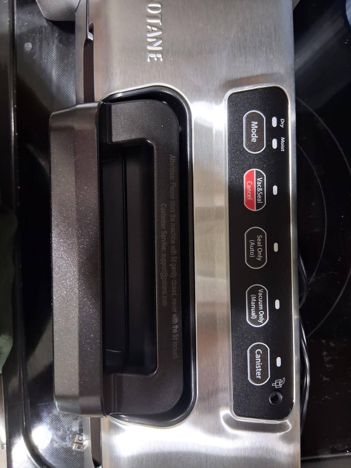 Potane Precision Vacuum Machine,Pro Food Sealer with Built-in Cutter and Bag Storage(Up to 20 Feet Length), Both Auto Manual Options,2 Modes,Includes 2 Bag Rolls 11”x16’ and 8”x16’,Compact Design customer photo 1