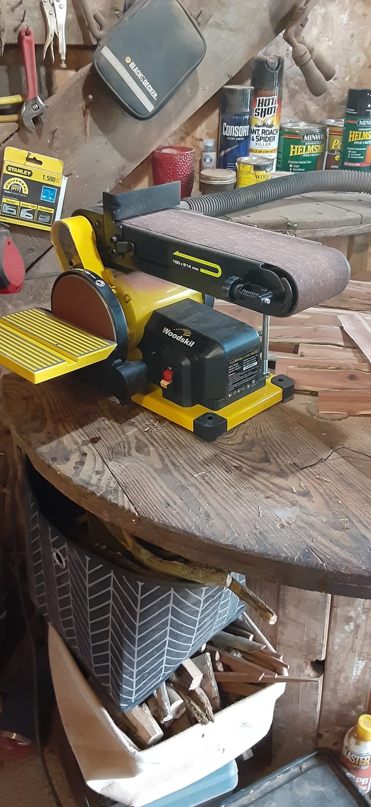 Woodskil 4.3A Belt Sander, 4 x 36 in. Belt & 6 in. Disc Sander, Double Dust Exhaust Port, Steel Base, 2Pcs Sandpapers Included customer photo 1