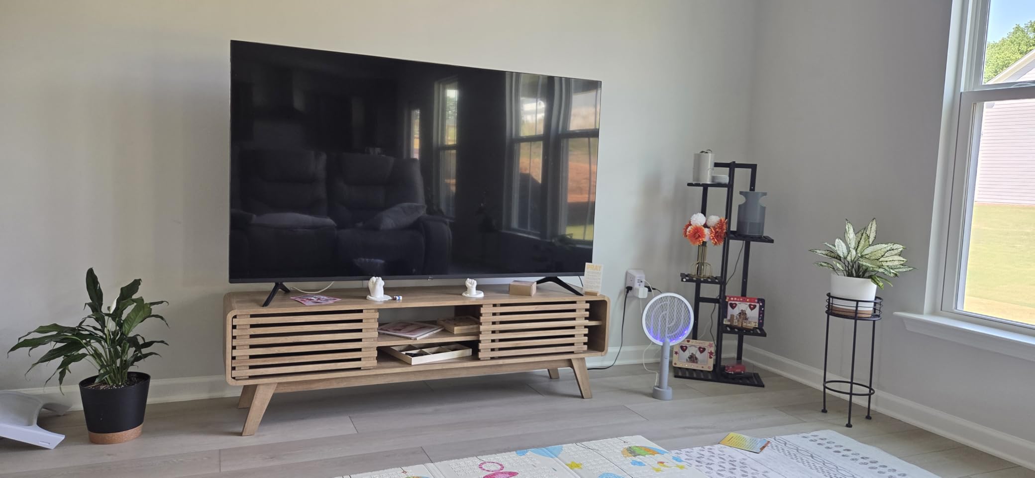 mopio Ensley TV Stand, Mid Century Modern for 55/60/65 inch TV, Farmhouse TV Stand, Entertainment Center with Storage, TV and Media Console for Living Room (Walnut, 59 inch Low) customer photo 2