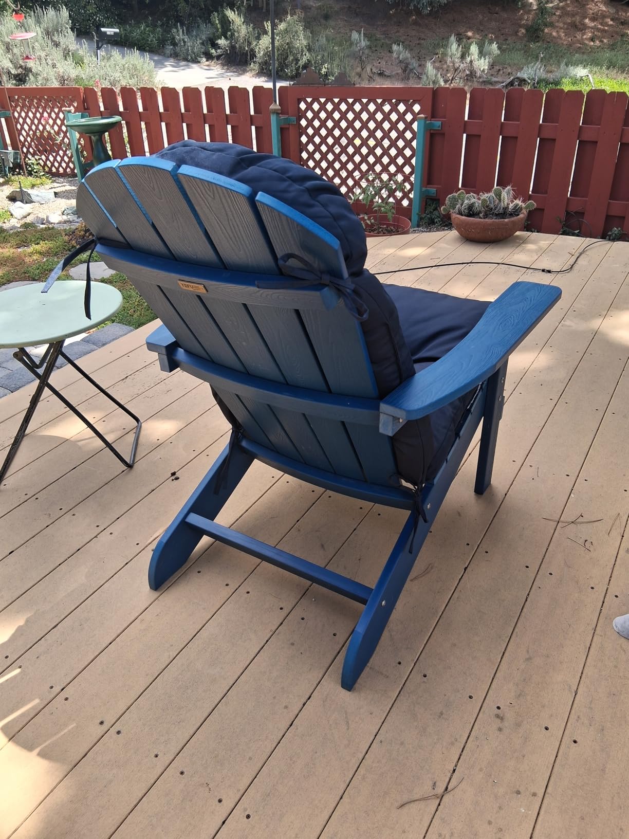 YEFU Adirondack Chair Weather Resistant: Outdoor Chair HIPS Plastic Adirondack Chairs - Patio Chairs with Cup Holder & Wood Texture - Lawn Fire Pit Deck Porch Garden Chairs for Adults (Blue) customer photo 2