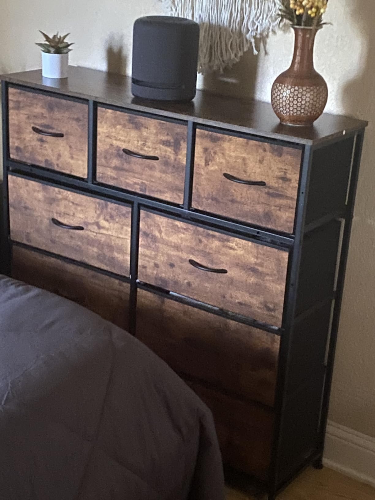 WLIVE 9-Drawer Dresser, Fabric Storage Tower for Bedroom, Hallway, Entryway, Closet, Tall Chest Organizer Unit with Fabric Bins, Steel Frame, Wood Top, Easy Pull Handle, Rustic Brown Wood Grain Print customer photo 1