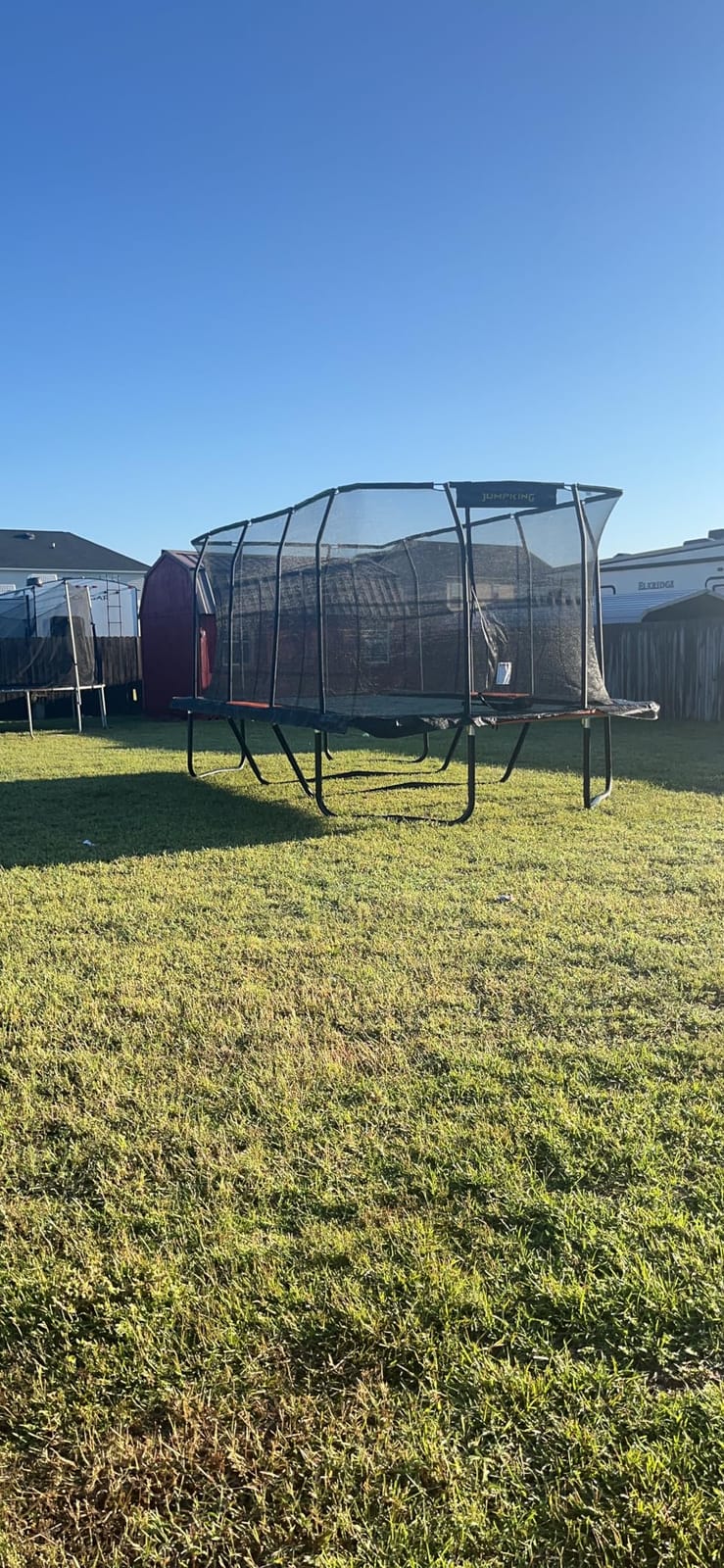 JumpKing Rectangle Trampoline for Outdoor Backyard Fun, Heavy-Duty Quality | Heavy Duty Frame, Ladder Included, Net Enclosure, ASTM Certified, Weather Resistant, High Capacity 1200LBS, Recreational Use customer photo 1