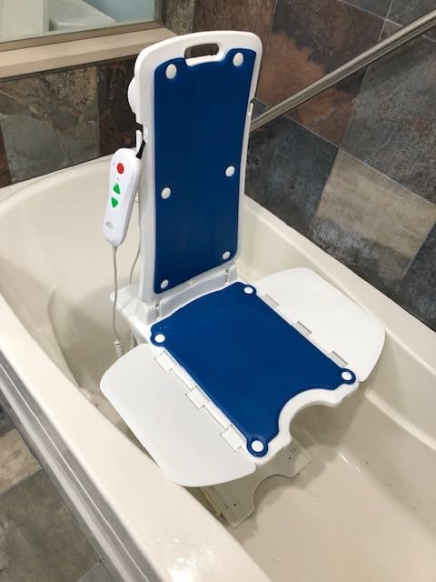 BathLyft (& Floor Lift) | 1 Year Warranty | Floor Lift & Chair Lift | Lightweight, Battery-Operated w Remote | Reclining 53° Support | for Seniors & Disabled | FSA HSA Eligible (Blue) customer photo 2