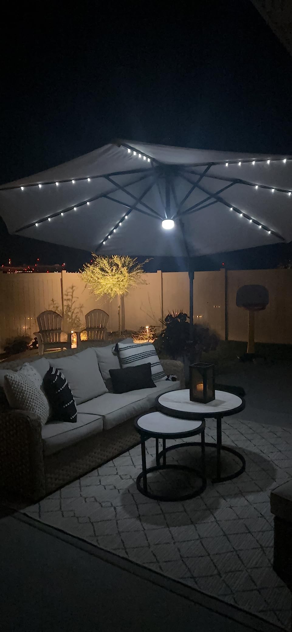 Best Choice Products 10ft Solar LED Cantilever Patio Umbrella, 360-Degree Rotation Hanging Offset Market Outdoor Sun Shade w/Lights, Cross Base - Tan customer photo 2