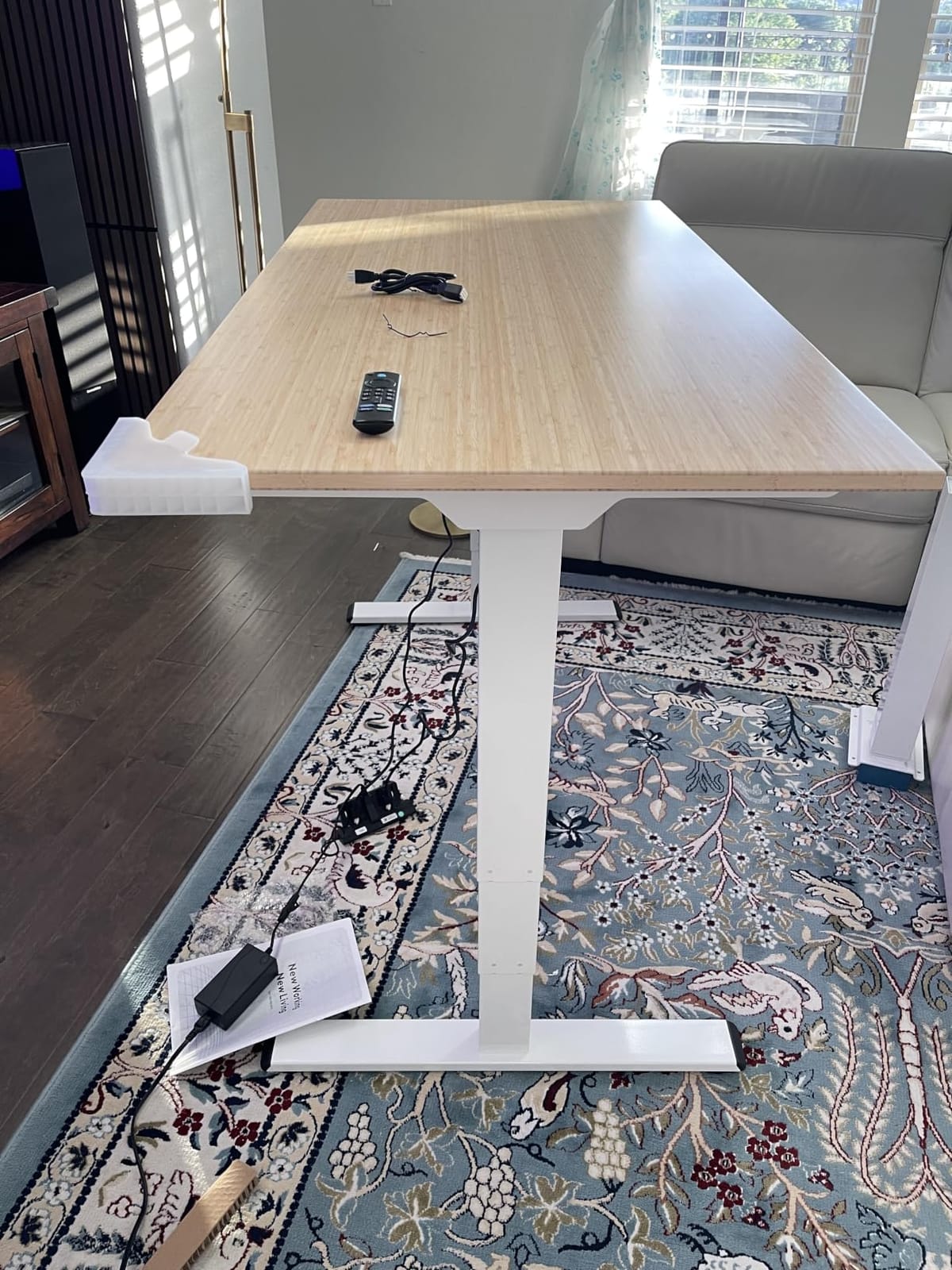 FLEXISPOT E6 Bamboo 3-Stage Dual Motor Electric Standing Desk 55 x 28 Sit Stand Up Desk, Holds 220 lbs, Adjustable Height w/ Memory Presets, Solid Bamboo Desktop & White Frame customer photo 2