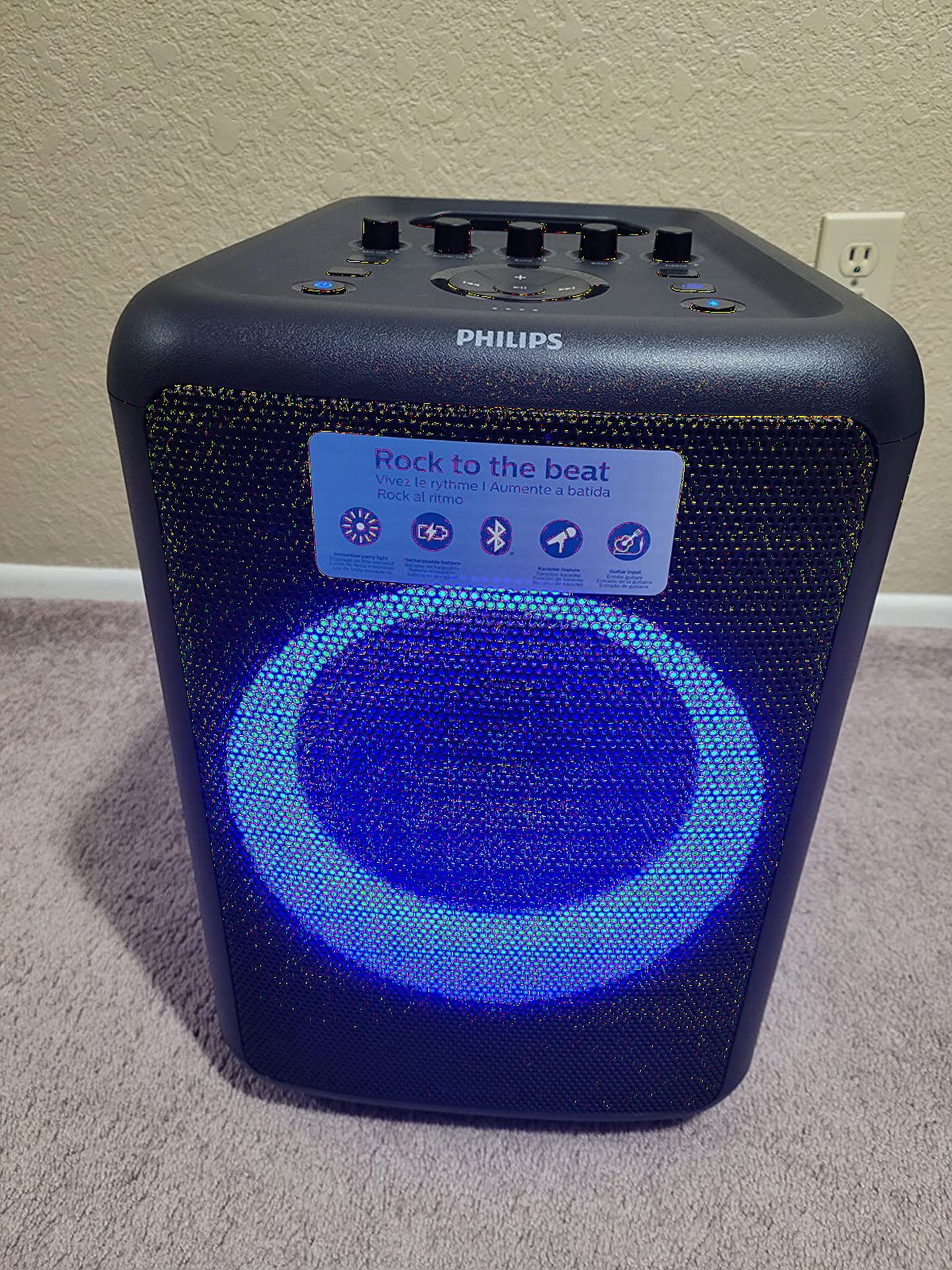 Philips X5206 Bluetooth Party Speaker - 14 Hours Play Time, Deep Bass, Party Lights, Karaoke Effects, Mic & Guitar Input, 80W Max Power, Black customer photo 2