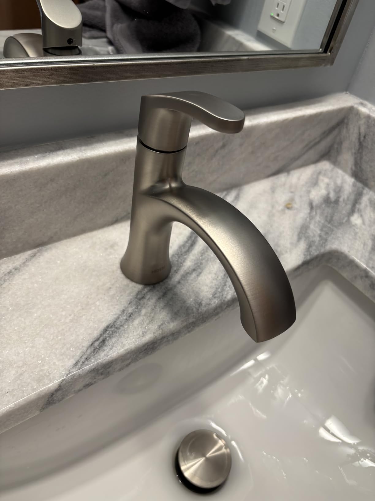 Moen Karis Spot Resist Brushed Nickel One-Handle Single Hole Bathroom Sink Faucet with Optional Deck Plate, 84346SRN customer photo 2